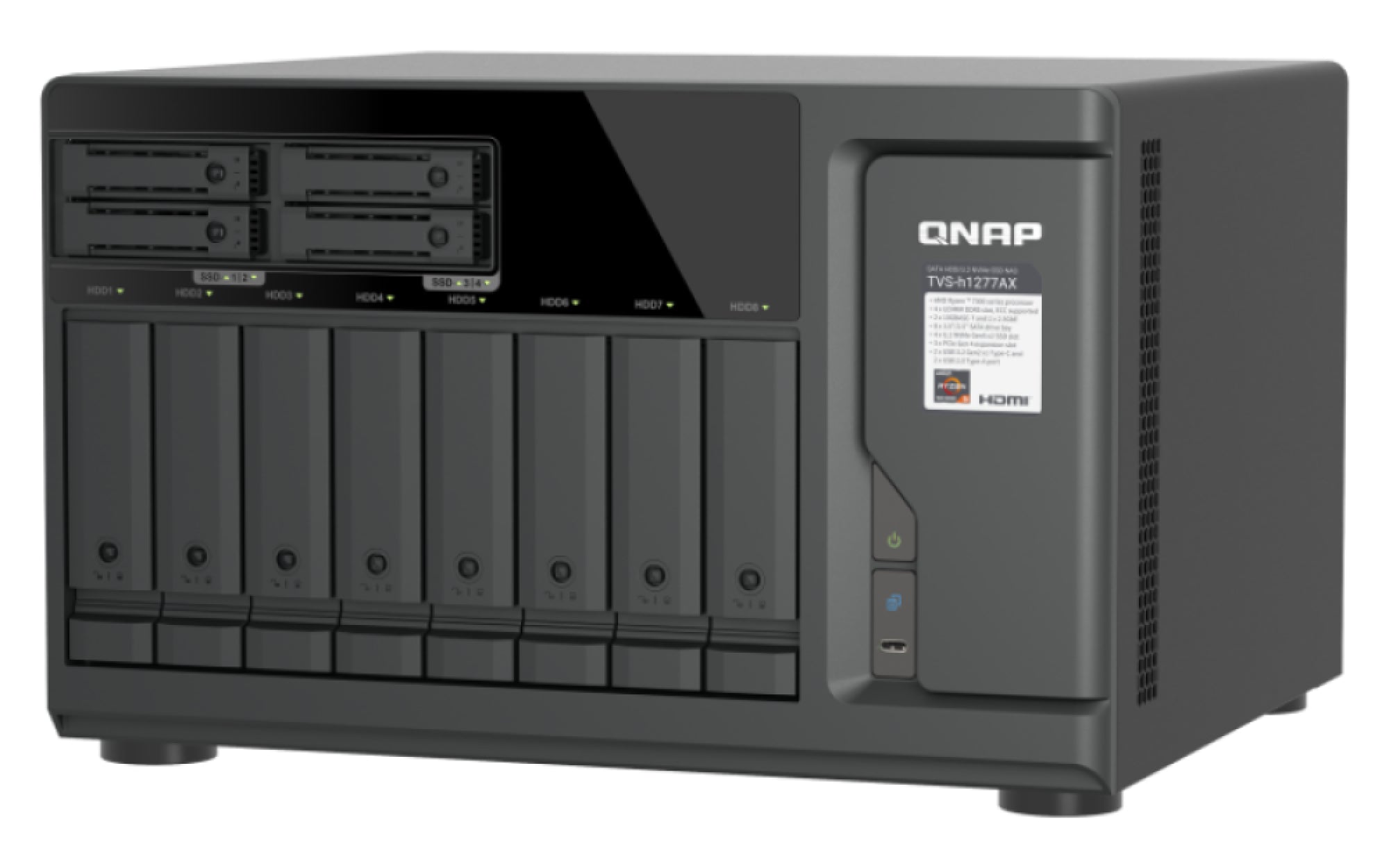 12-Bay QuTS hero NAS 8 x 3.5" SATA+4