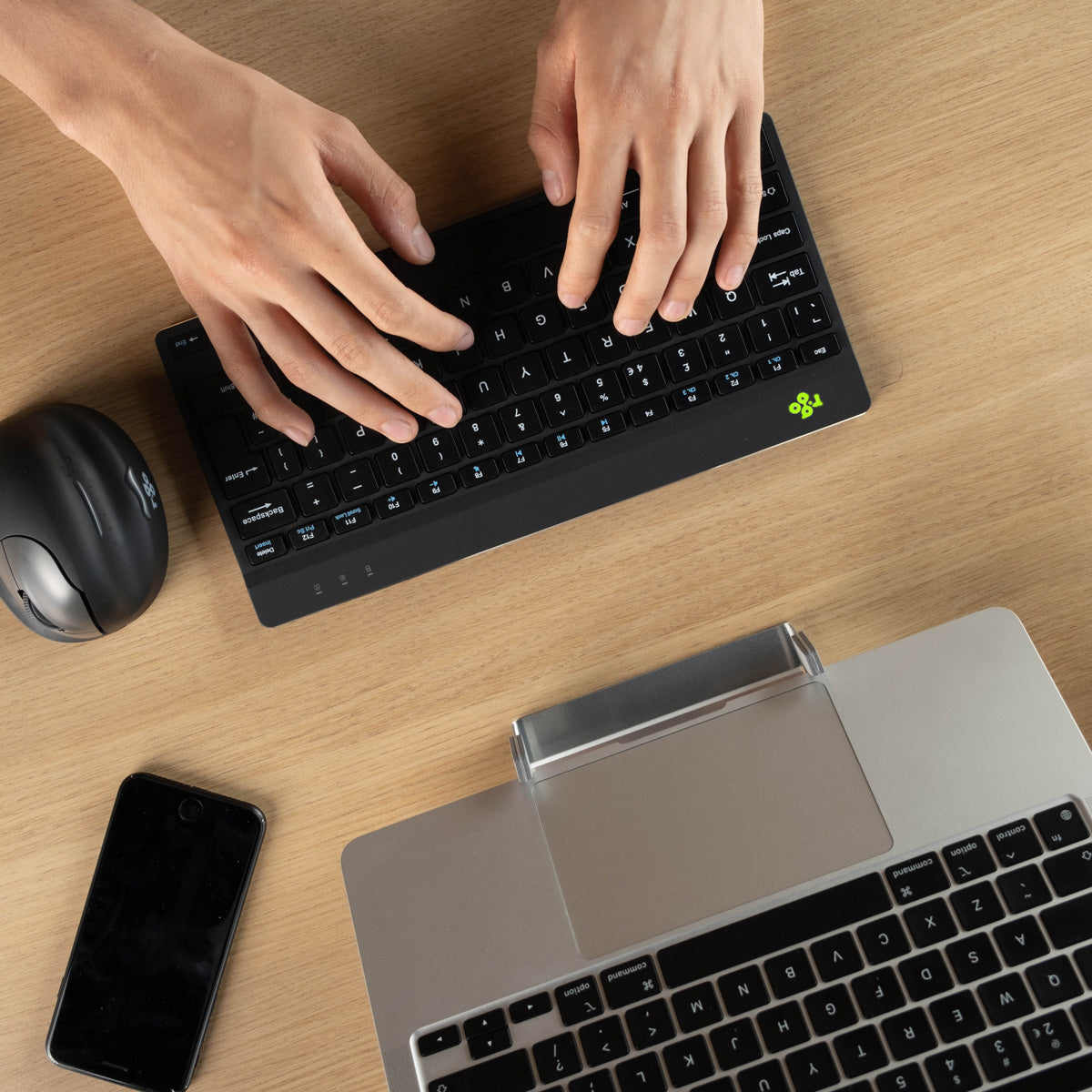 R-GO TOOLS Clavier ergonomique Compact Break, Bluetooth noir