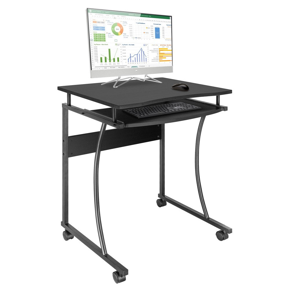 Bureau d'ordinateur mobile noir Techly ICA-TB 131B 600x480 avec étagere coulissante