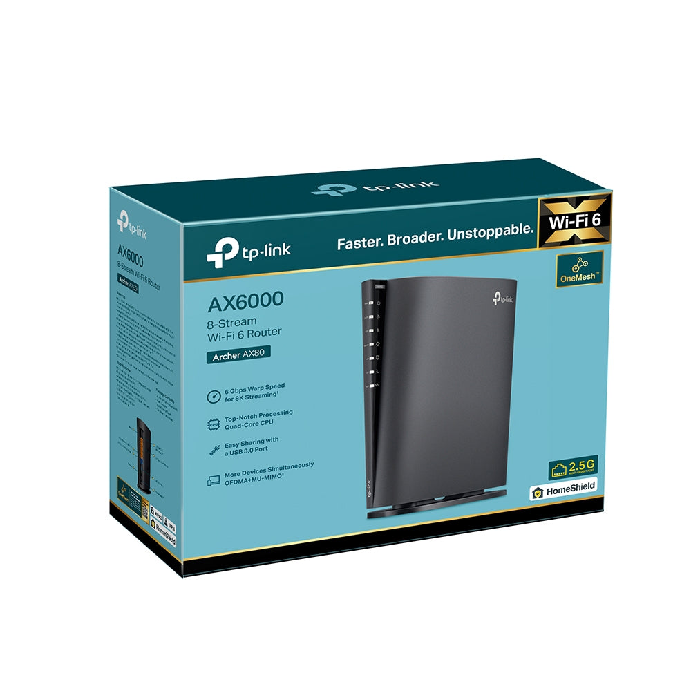 TP-Link Archer WiFi 6 AX80 Router AX6000 1x2.5GB LAN/WAN 3xGE LAN