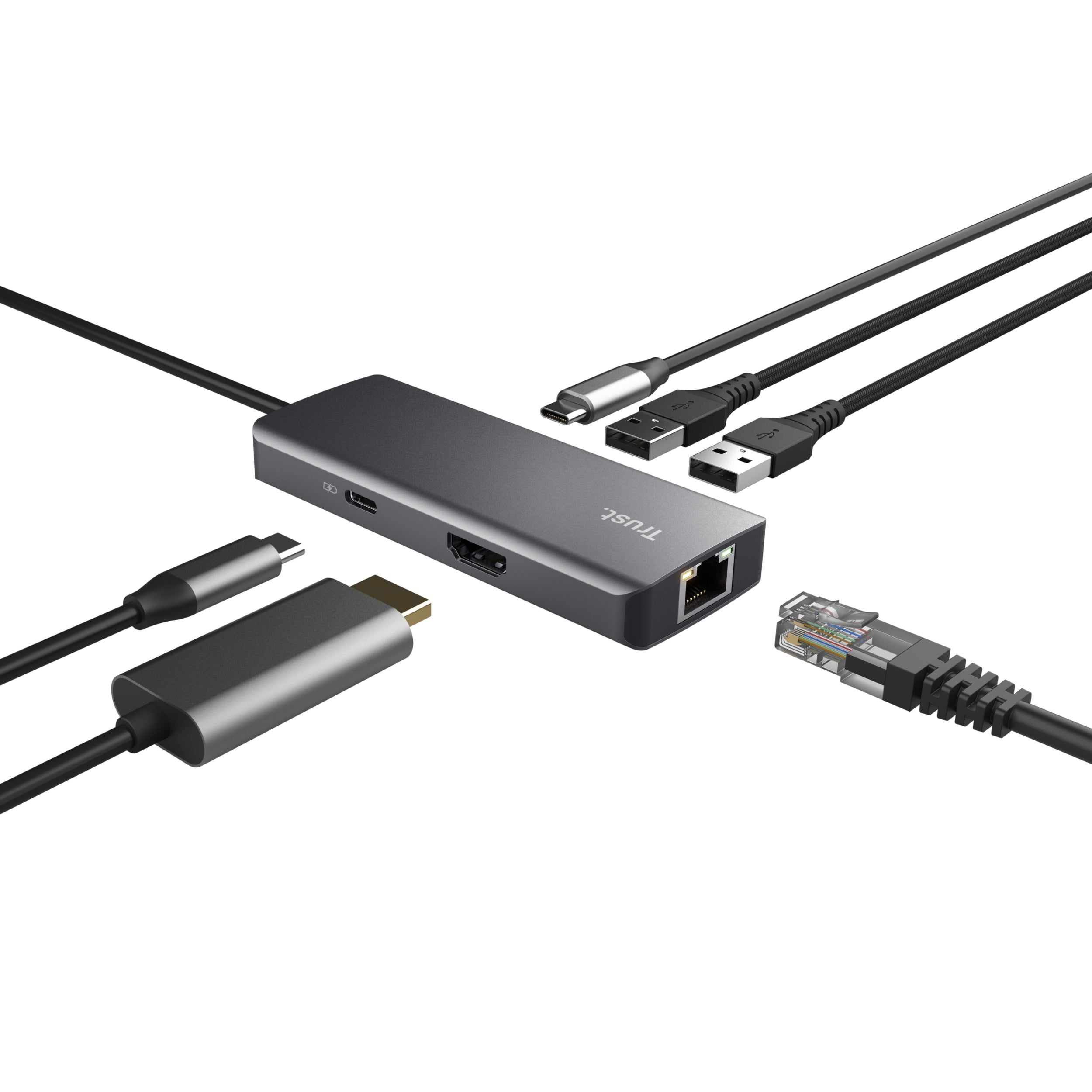 TRUST Adaptateur DALYX USB-C 6 en 1 2 USB-C 2 USB 1 HDMI 1 Ethernet