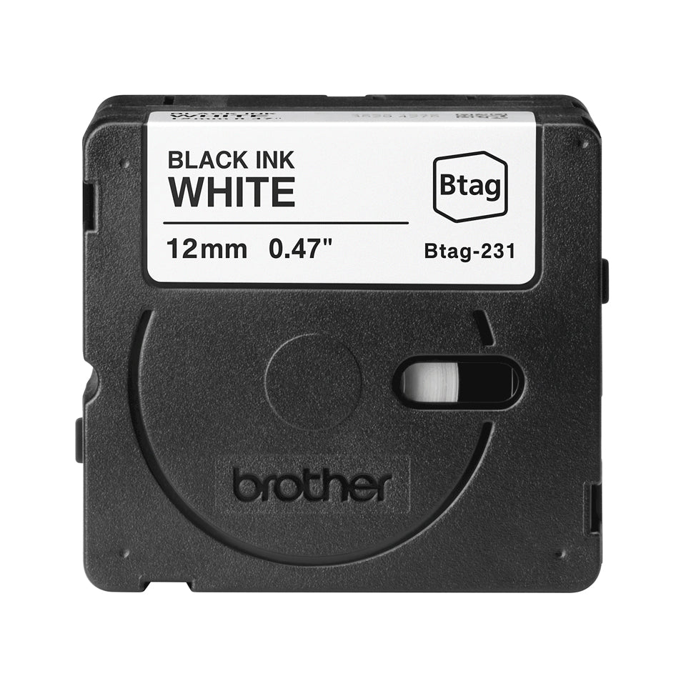 BROTHER 12MM BTAG231 Ribbon Black on White