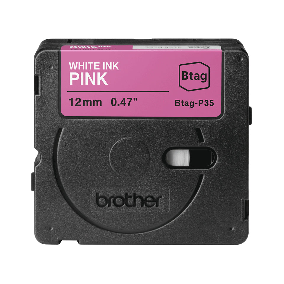 BROTHER Ribbon BTAGP35 12MM White on Pink