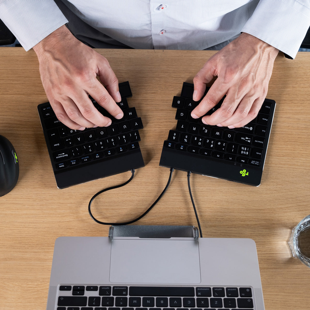 R-GO TOOLS Clavier ergo Split Break v2, divisé, filaire noir