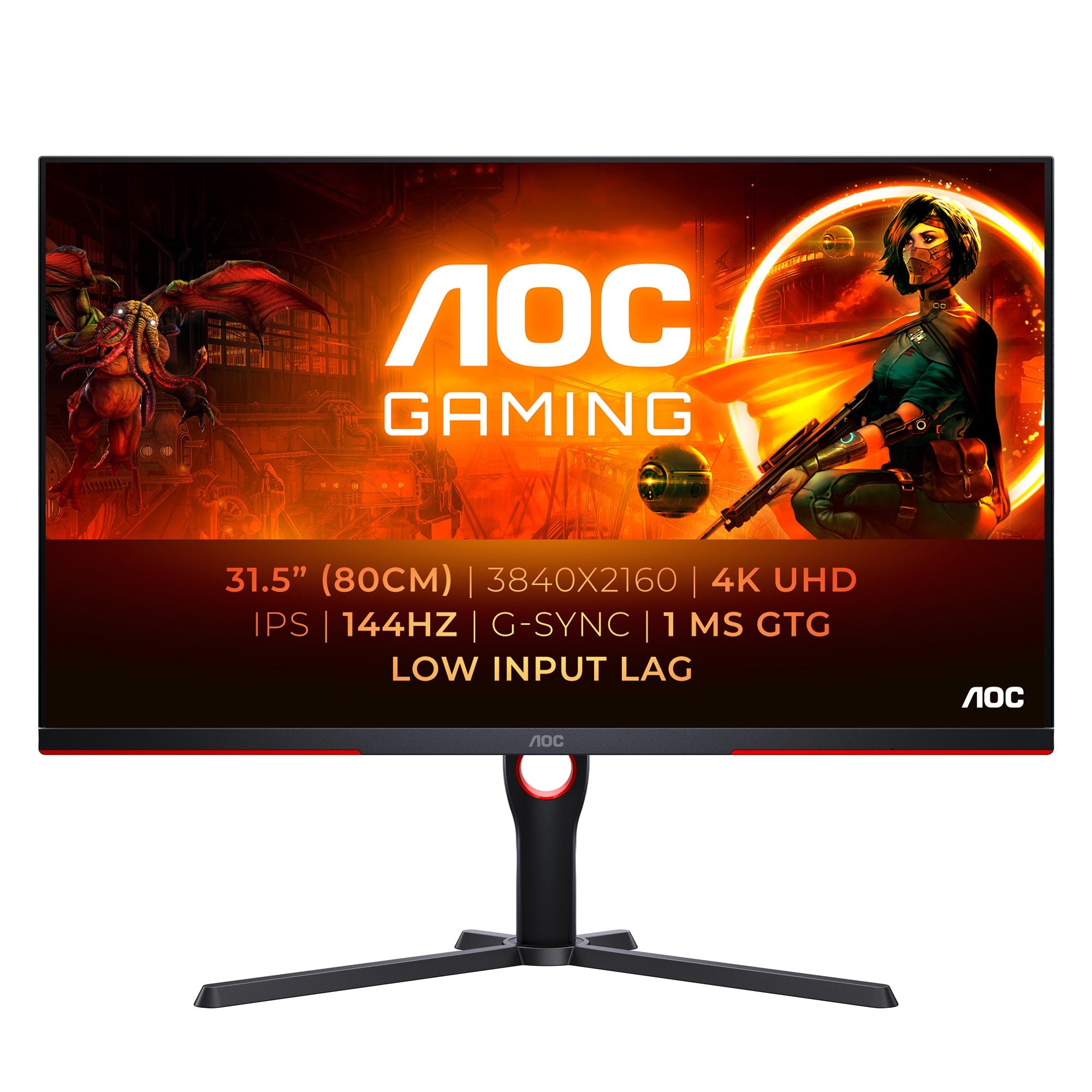 "AOC G3 U32G3X/BK écran plat de PC 80 cm (31.5"") 3840 x 2160 pixels 4K Ultra HD LED Noir, Rouge"