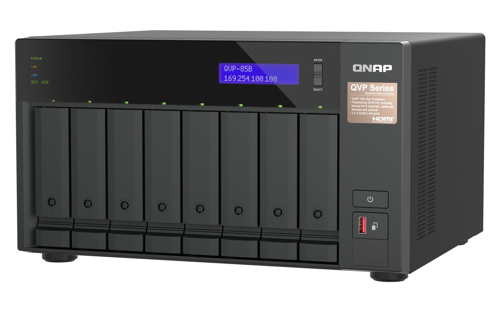 QNAP QVP-85B serveur de stockage NAS Tower Intel® Core™ i5 32 Go DDR4 HDD QVR Pro Noir