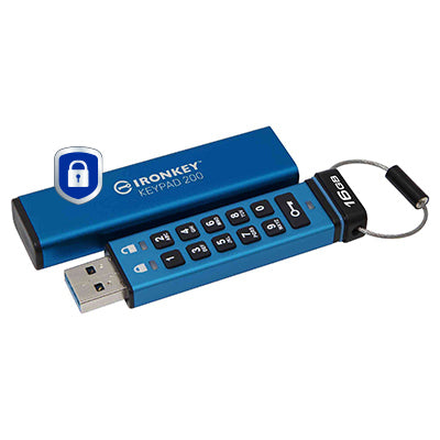 KINGSTON 16Go IronKey Keypad 200 FIPS 140-3 Lvl 3 Pending AES-256 Encrypted