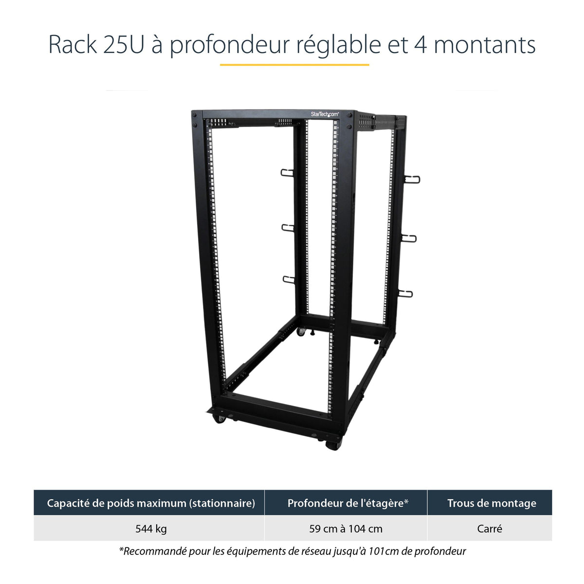 25U Adjustable Depth 4 Post Server Rack