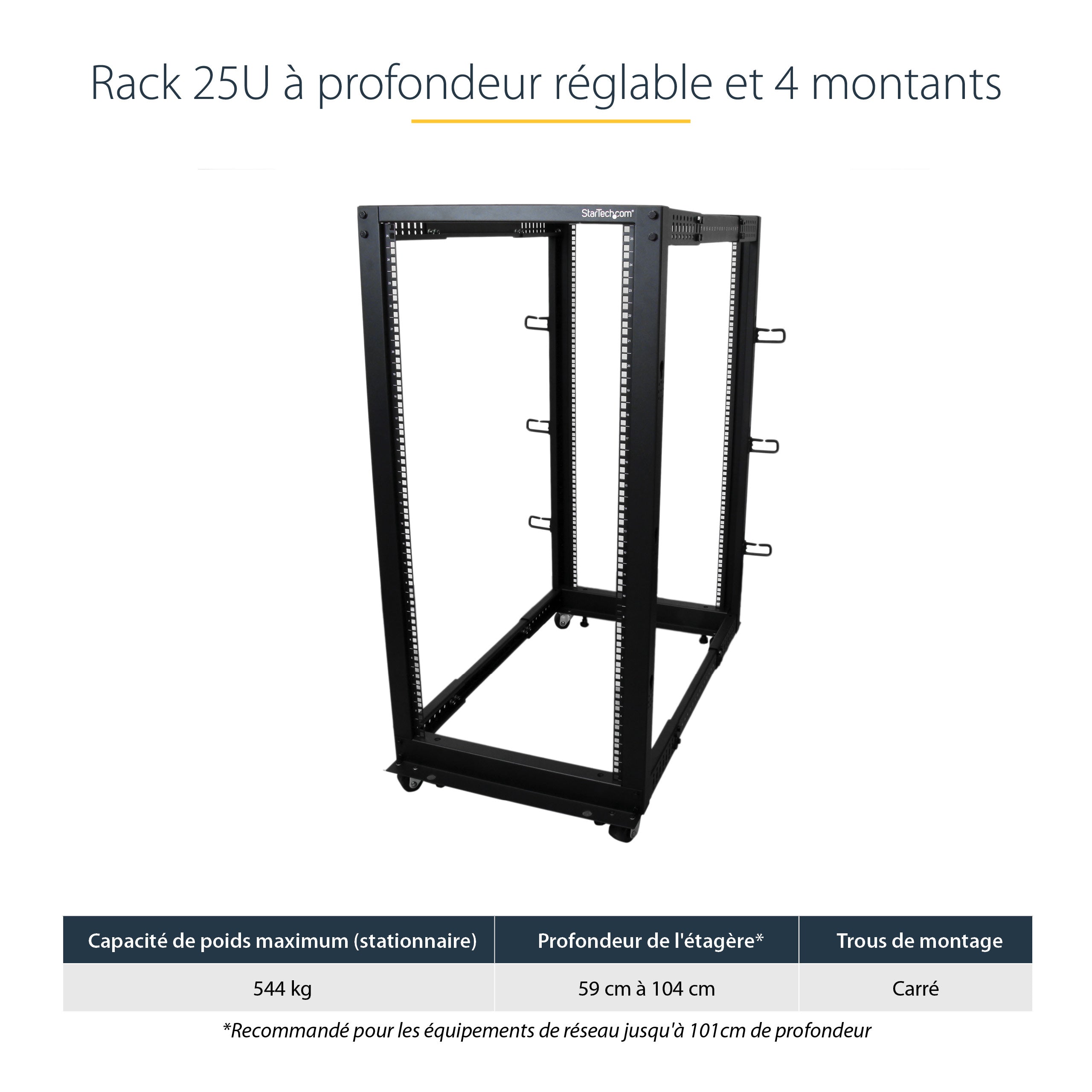 25U Adjustable Depth 4 Post Server Rack