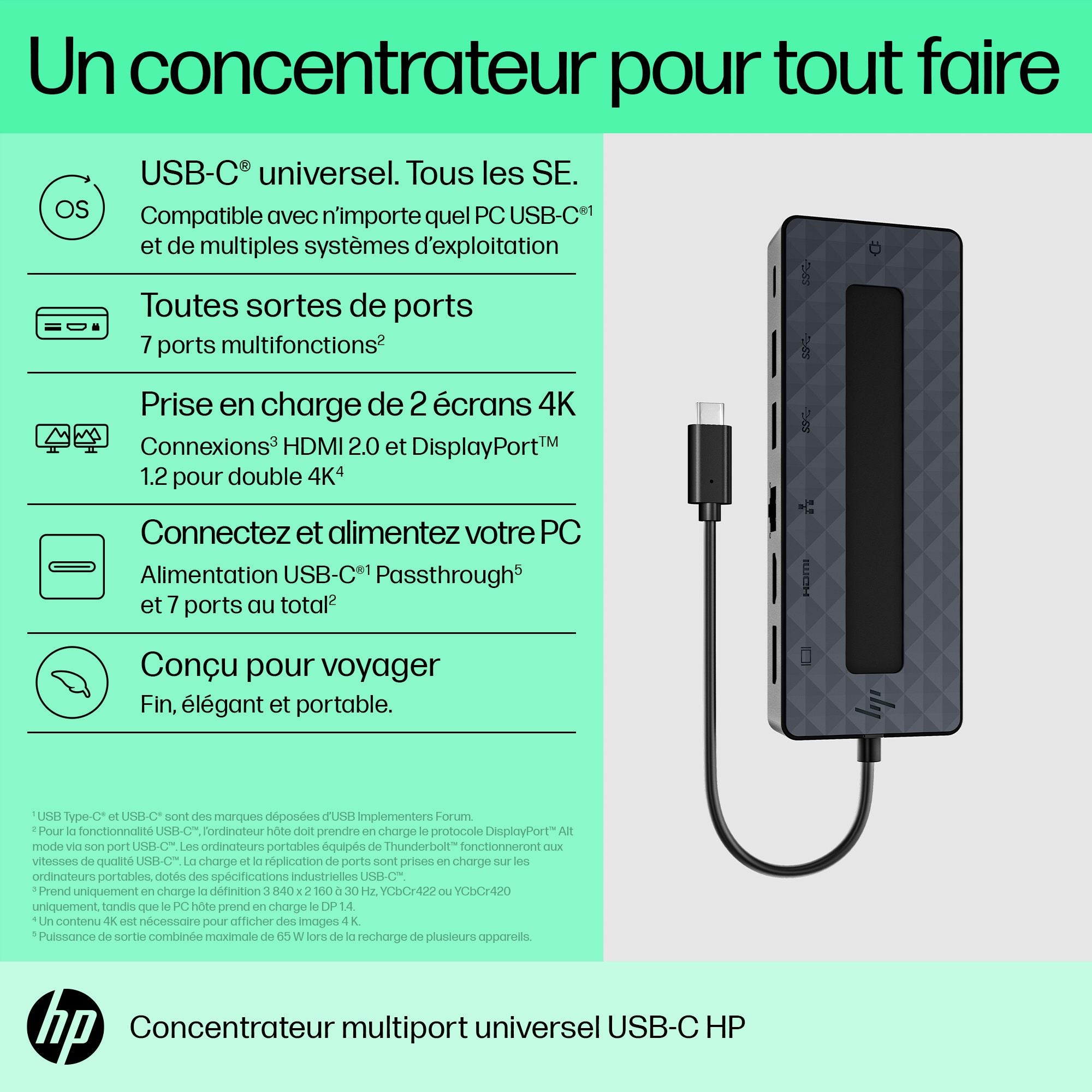 HP 50H55AA USB 3.2 Gen 2 (3.1 Gen 2) Type-C Noir