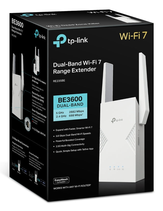 TP-LINK BE3600 Dual-Band Wi-Fi 7 Range Extender