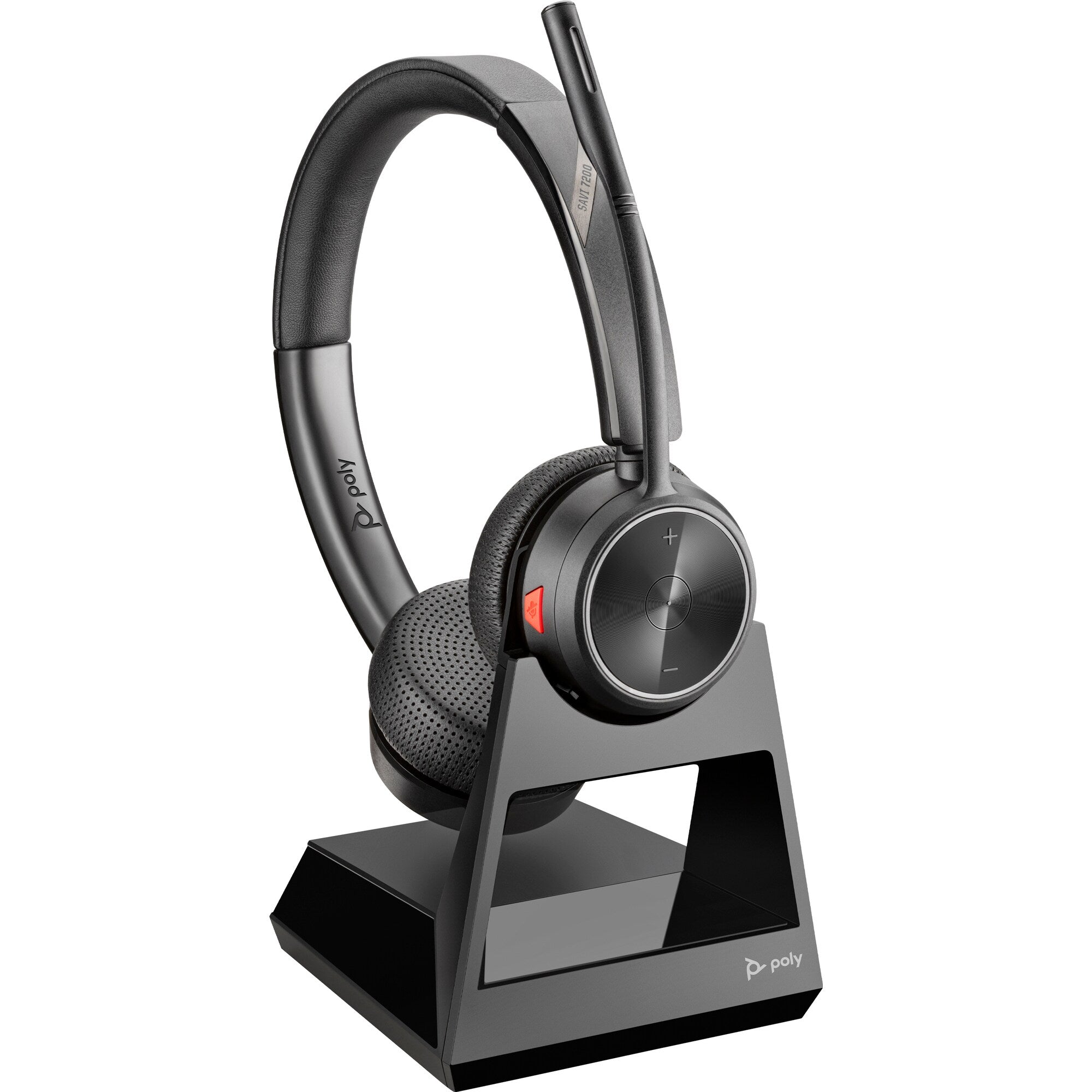 HP Poly Savi 7220 Office Binaural DECT 1880-1900 MHz Headset Sans fil Arceau Bureau/Centre d'appels Socle de chargement Noir