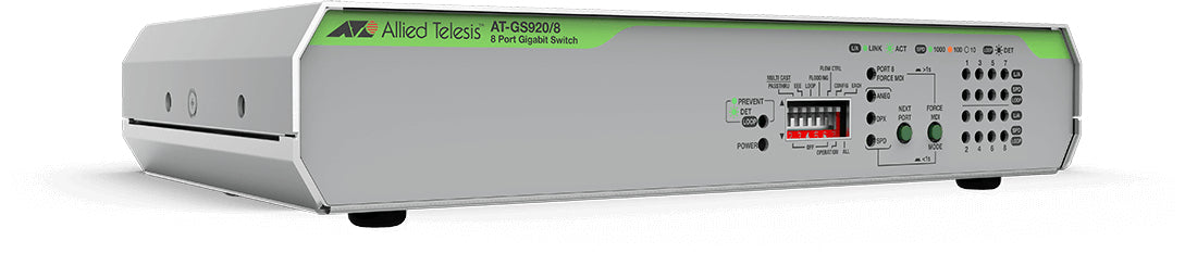ALLIED 8x 10/100/1000T unmanaged switch with internal PSU EU Power Cord Configurable with DIP Switch