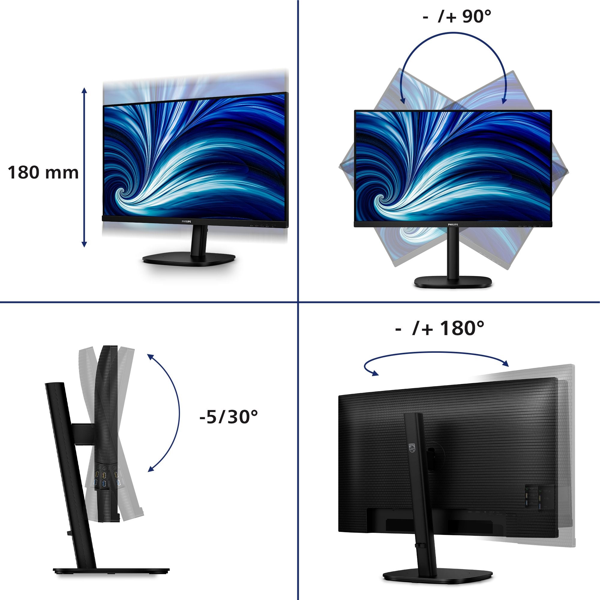PHILIPS 32B2N3500/00 31.5p QHD 16:9 IPS 100Hz HAS 180mm HDMI 2x 2.0 DP 1.2
