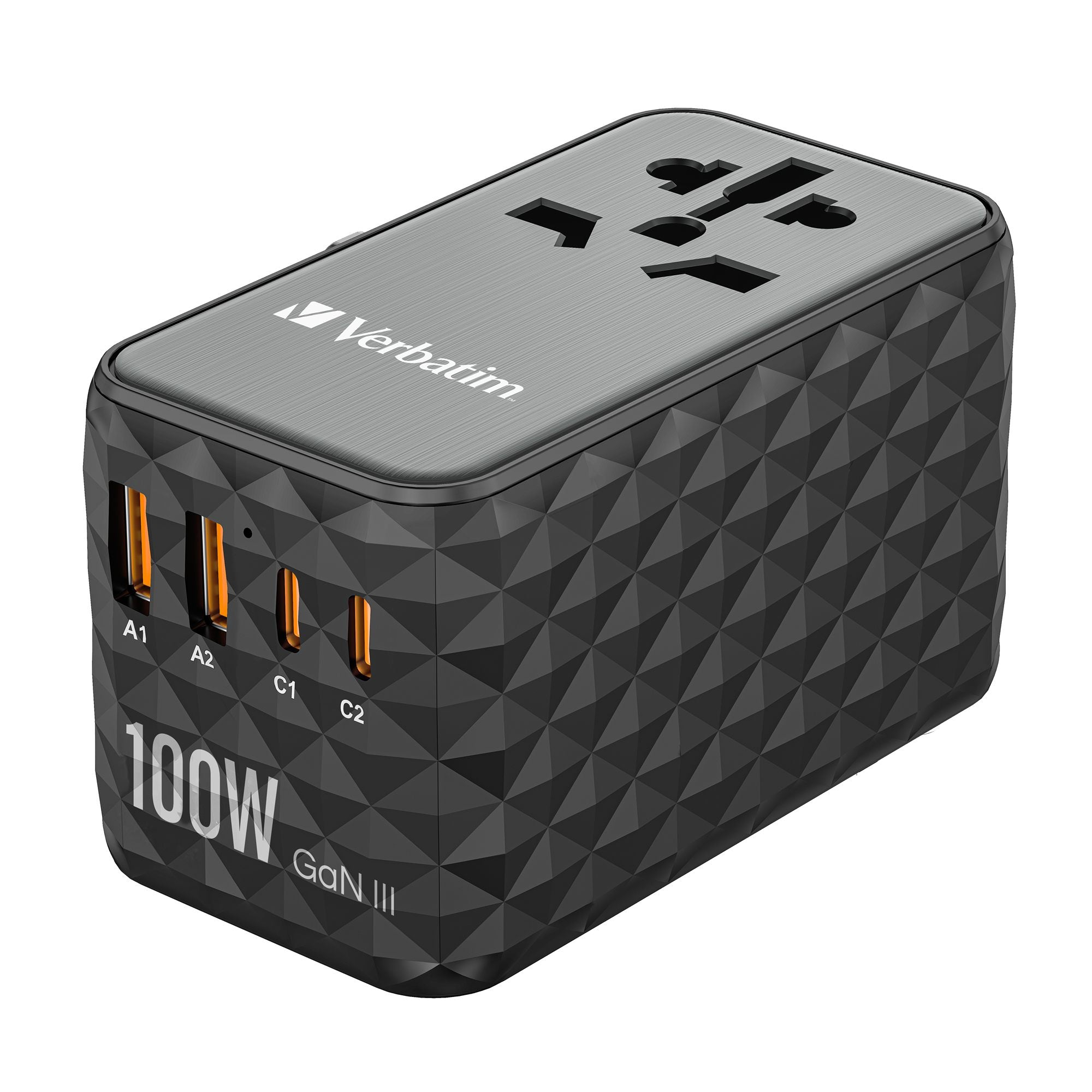 VERBATIM GAN III UNIVERSAL TRAVEL ADAPTER UTA-06 WITH 2 X USB-C PD 100W & QC 4+ / 2 X USB-A QC 3.00 WCF (P)