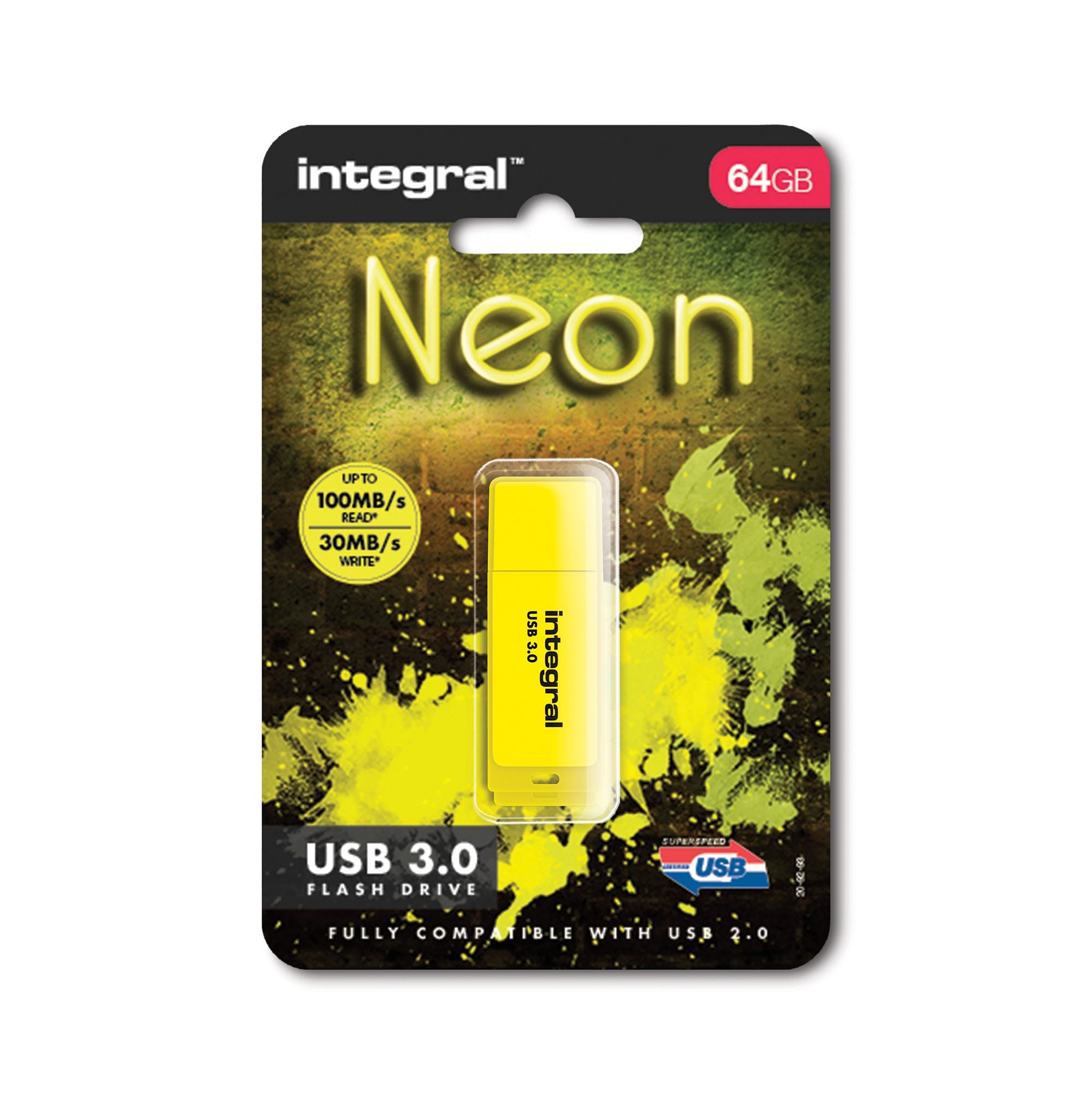 CLE USB 3.0 NEON JAUNE 64GB 20MB/s en e