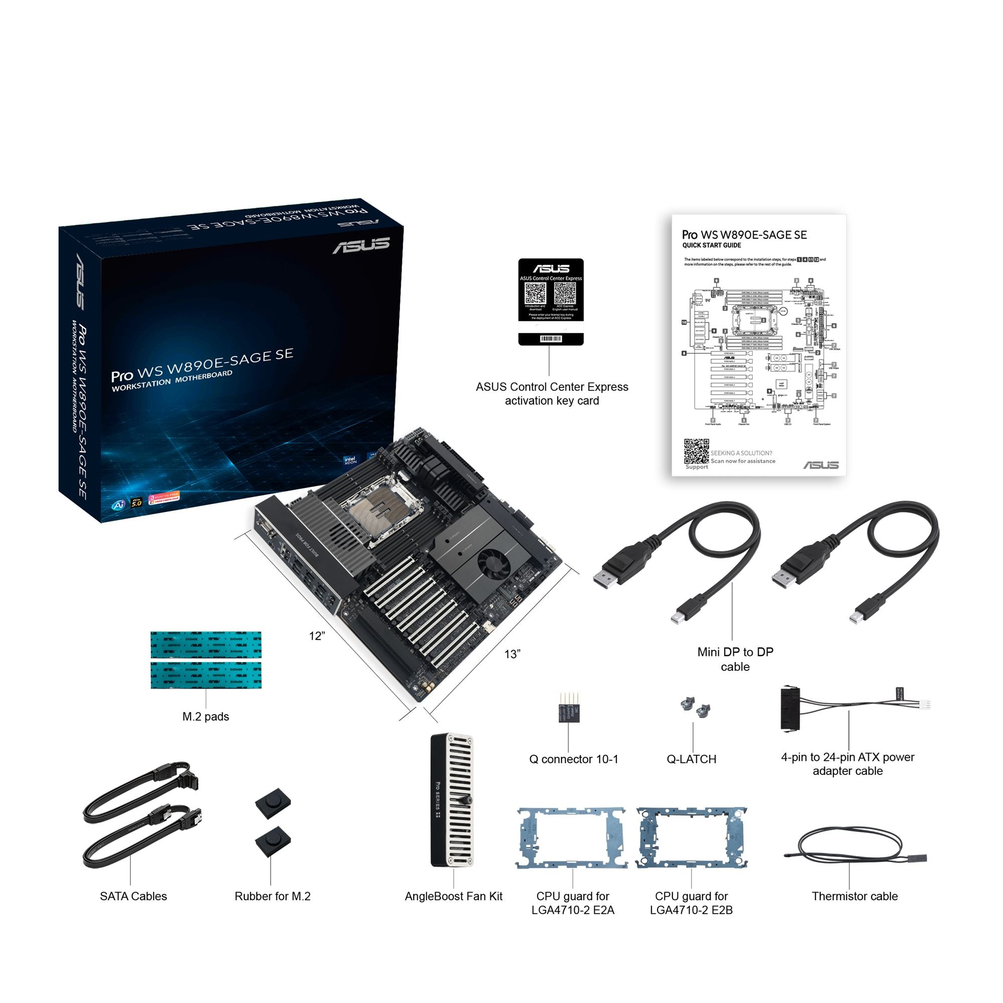 ASUS PRO WS W890E-SAGE SE LGA4710-2 EEB workstation motherboard 8xDDR4 7xPCIe 5.0 4xM.2 4xSATA