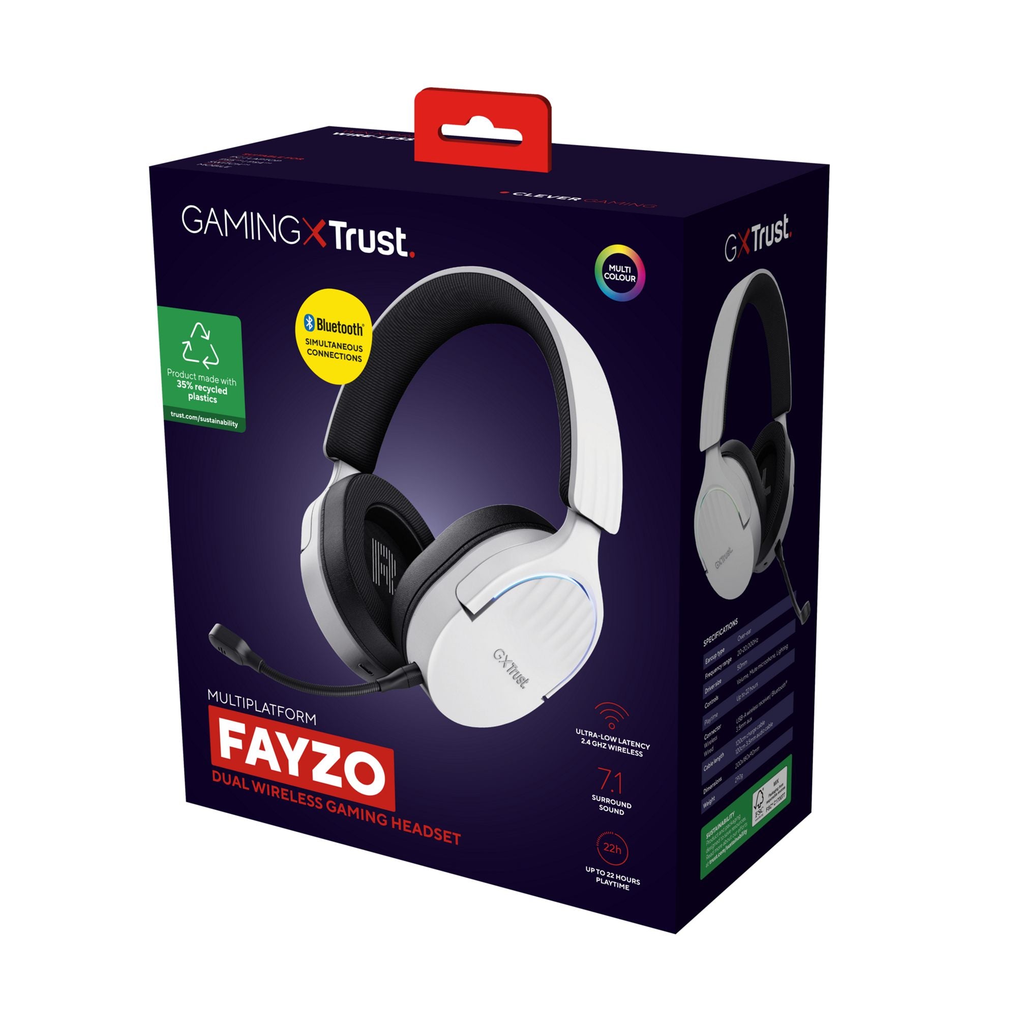 TRUST Casque gaming sans fil FAYZO DUAL Wireless - White