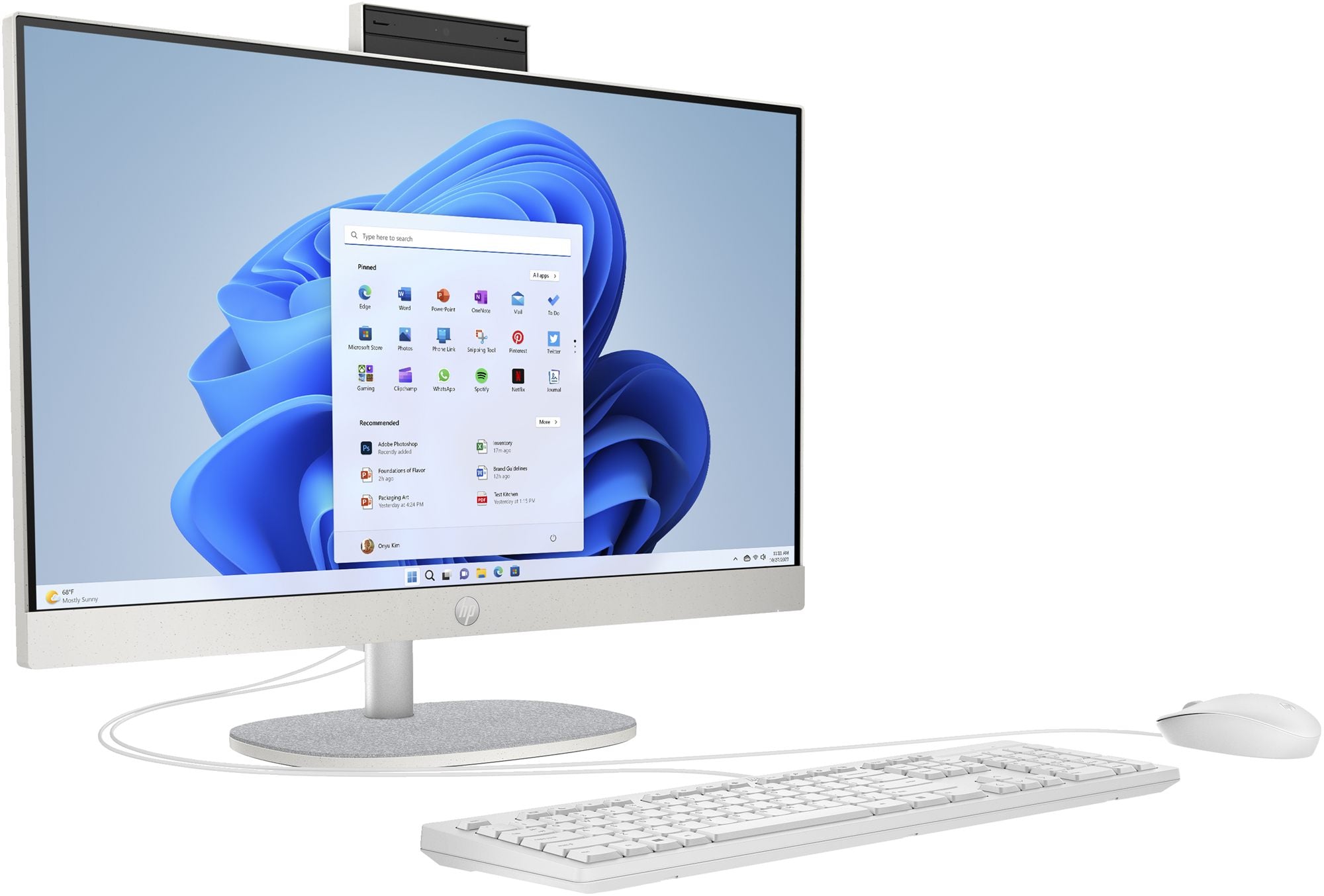 HP 24-cr0034nf AMD Ryzen™ 5 7520U 60,5 cm (23.8") 1920 x 1080 pixels PC All-in-One 8 Go LPDDR5-SDRAM 512 Go SSD Windows 11 Home Wi-Fi 6 (802.11ax) Blanc