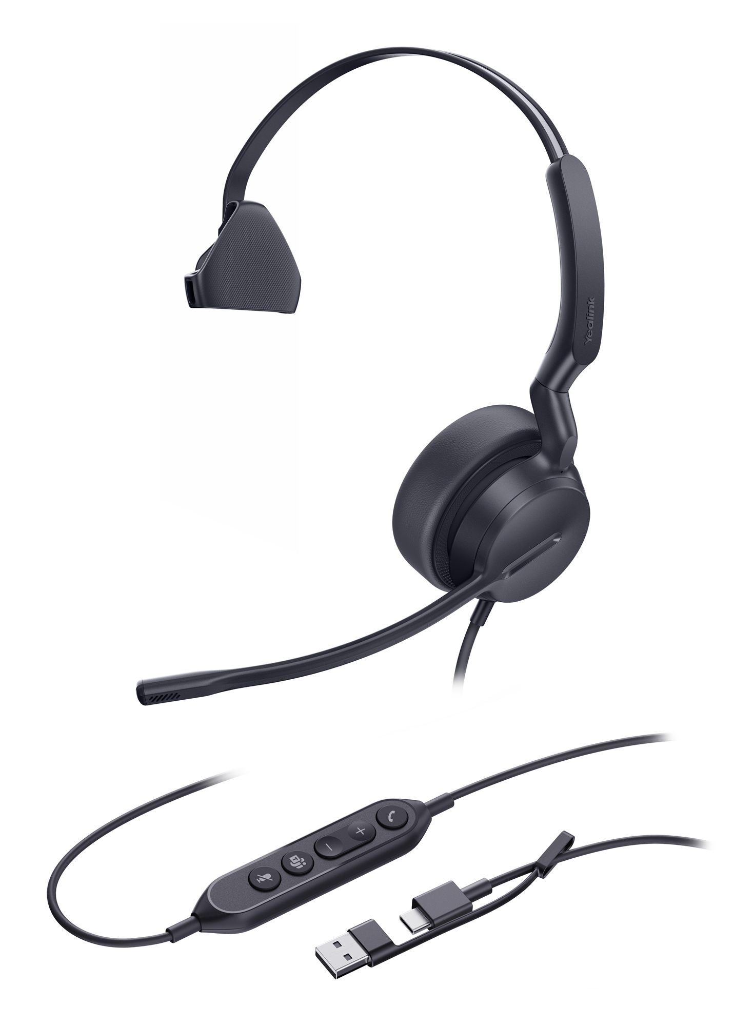 Yealink UH42 Mono Teams USB-C/A Avec fil Arceau Appels/Musique USB Type-C / USB Type-A Noir