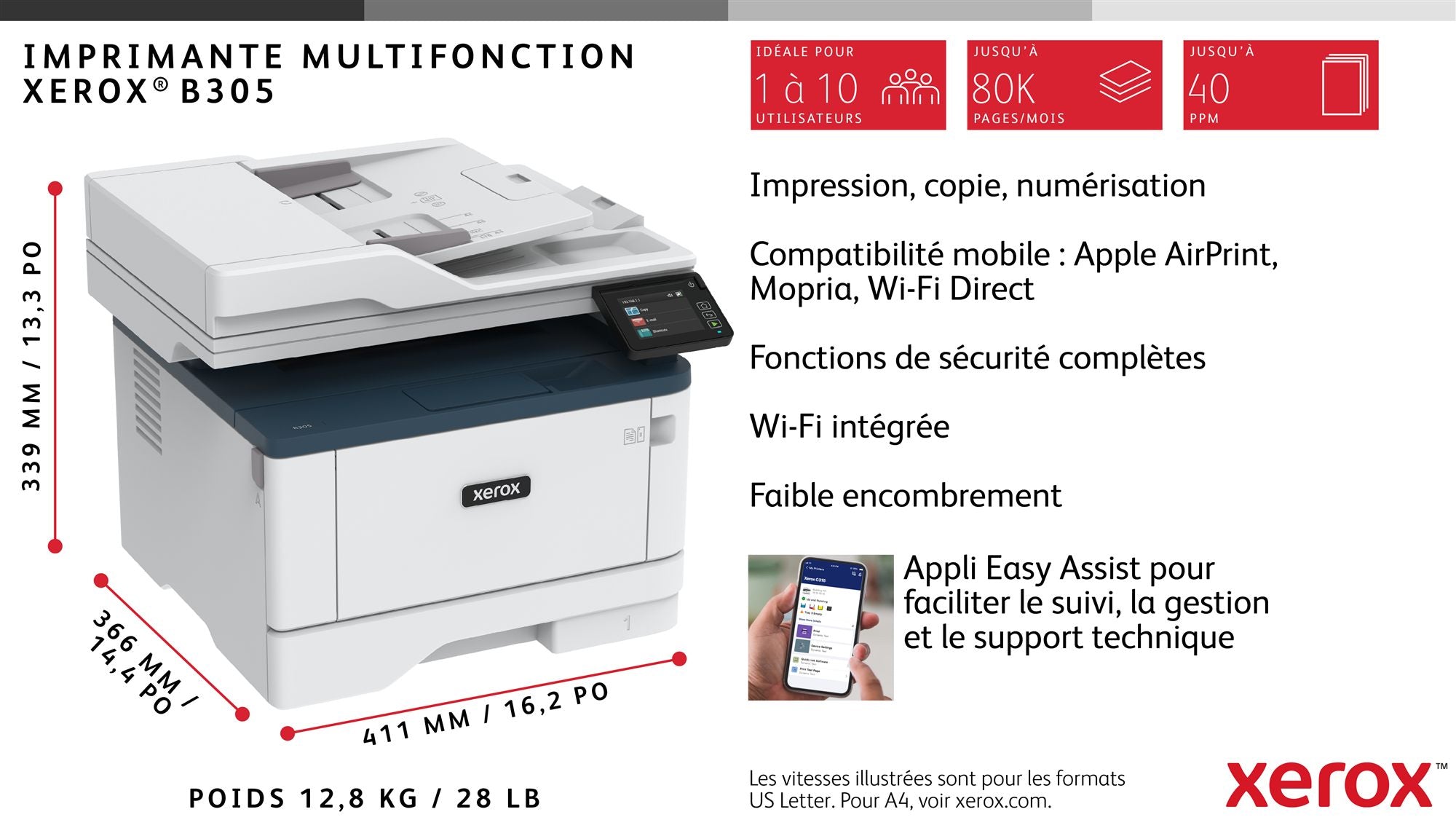 Xerox B305 Mono MFP 38ppm 3in1 1500py