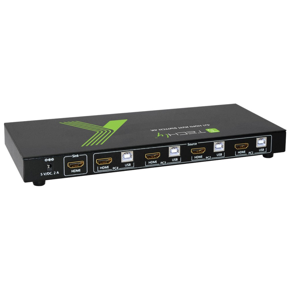 Techly IDATA KVM-HDMI4U Commutateur KVM 4x1 HDMI/USB 4K60Hz avec USB 2.0