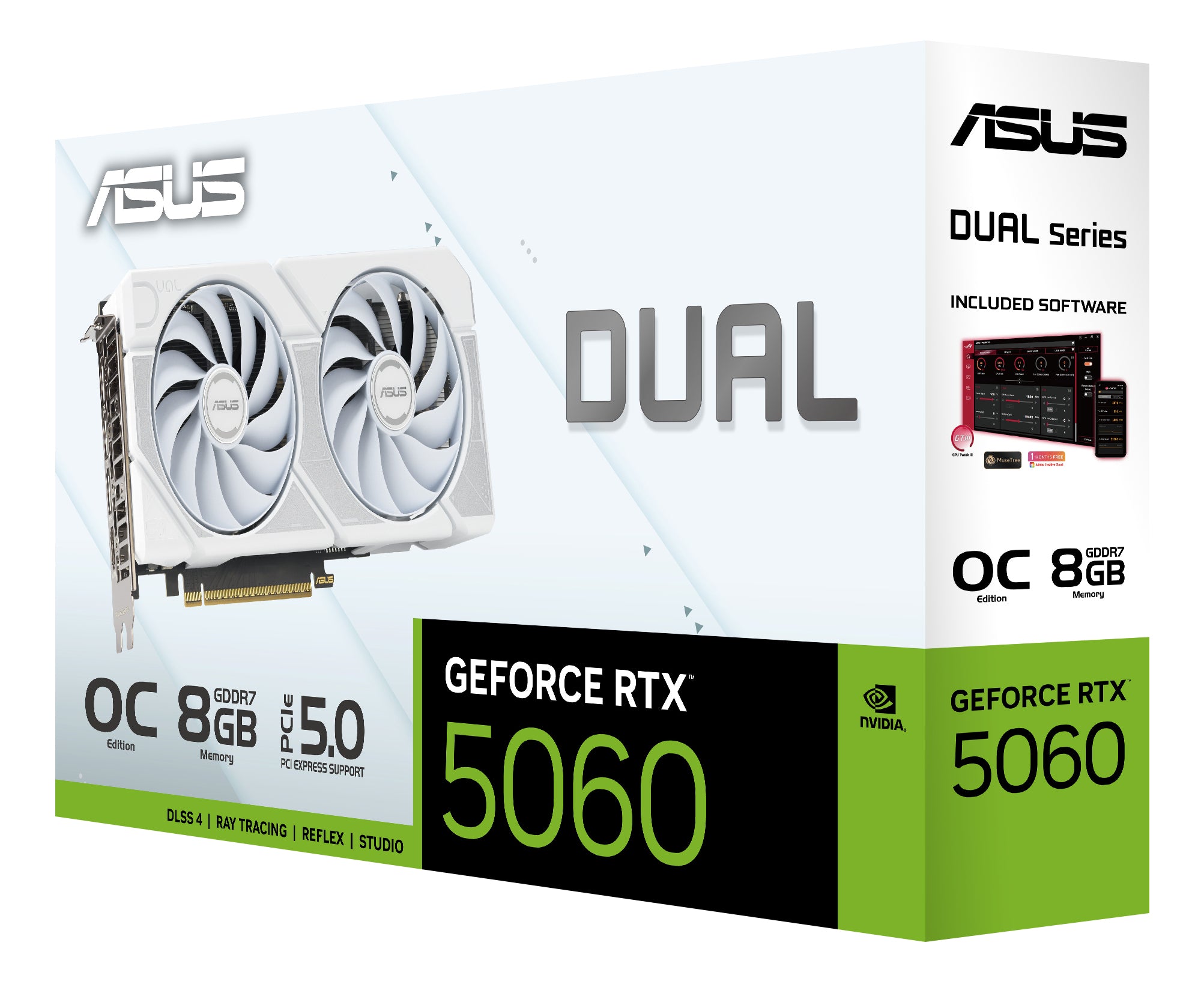 ASUS DUAL RTX 5060 OC 8Go GDDR7 3xDP 1xHDMI WHITE