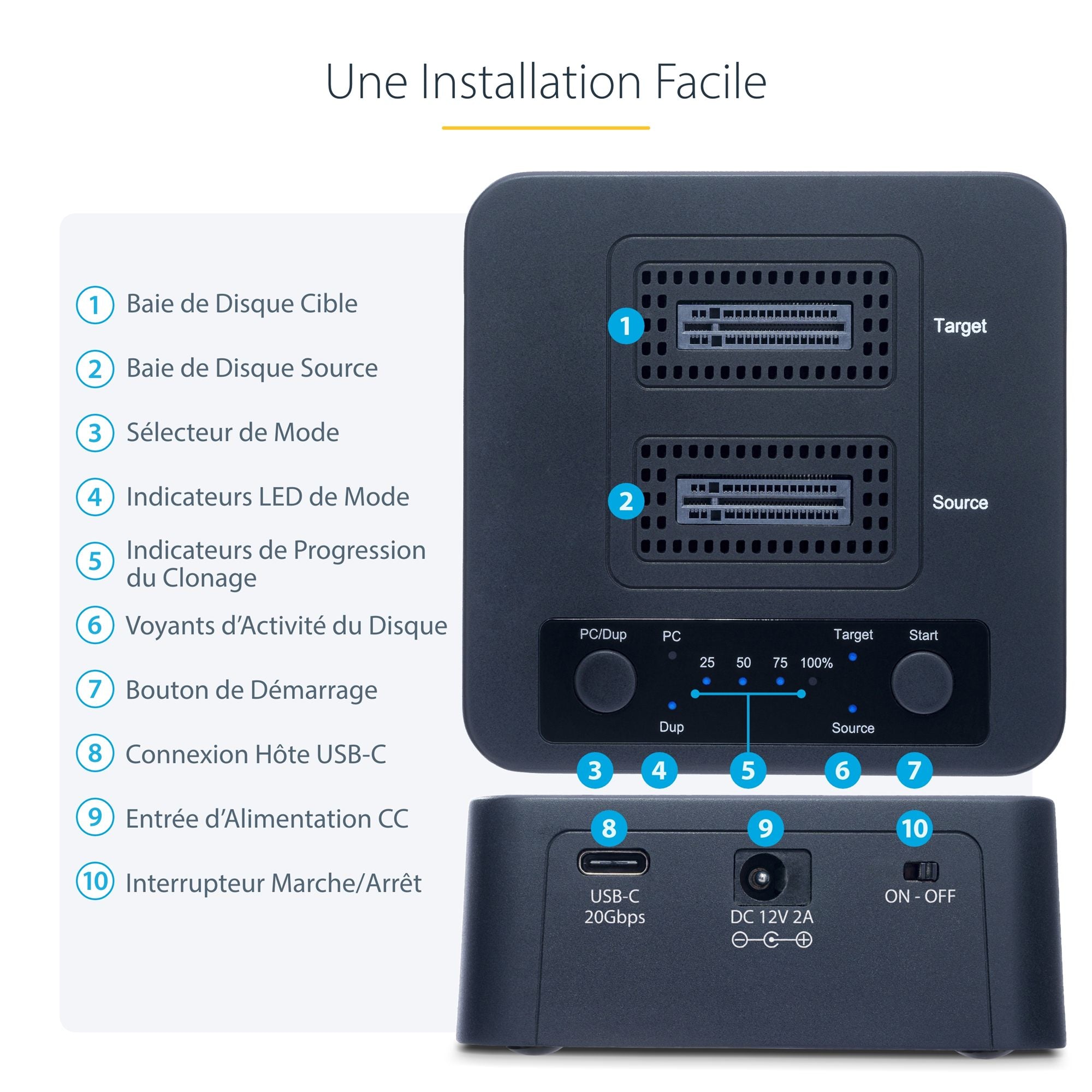 1:1 M.2 NVMe Drive Duplicator Dock