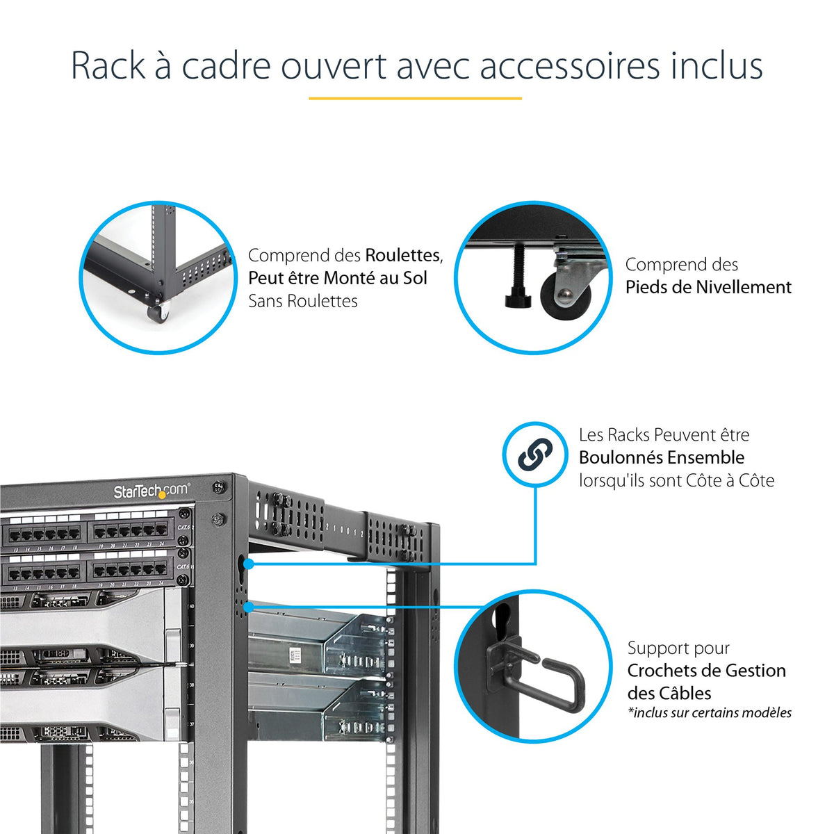 12U Adjustable Depth 4 Post Server Rack