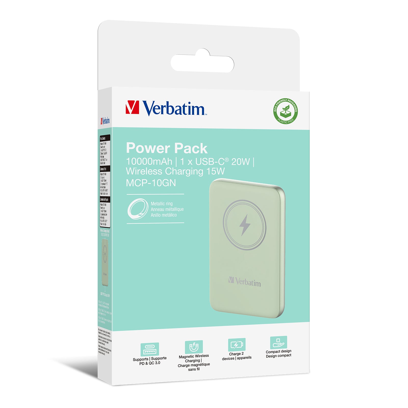 ChargeeneGo Magneti Power Bank 10000 gre
