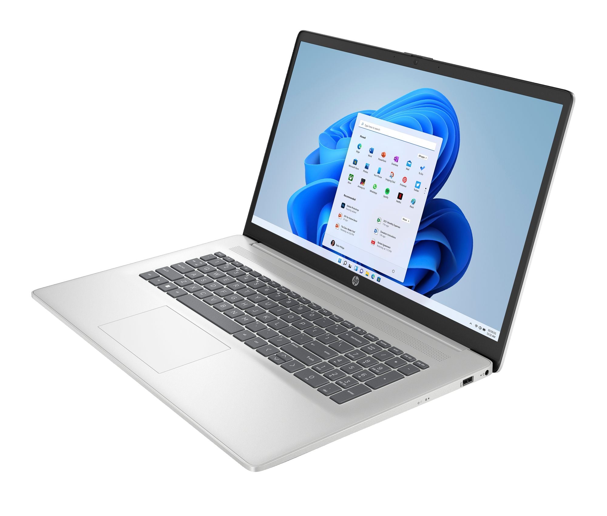 HP 17-cn4017nf Intel Core 3 100U Ordinateur portable 43,9 cm (17.3") HD+ 16 Go DDR4-SDRAM 512 Go SSD Wi-Fi 6 (802.11ax) Windows 11 Home Argent