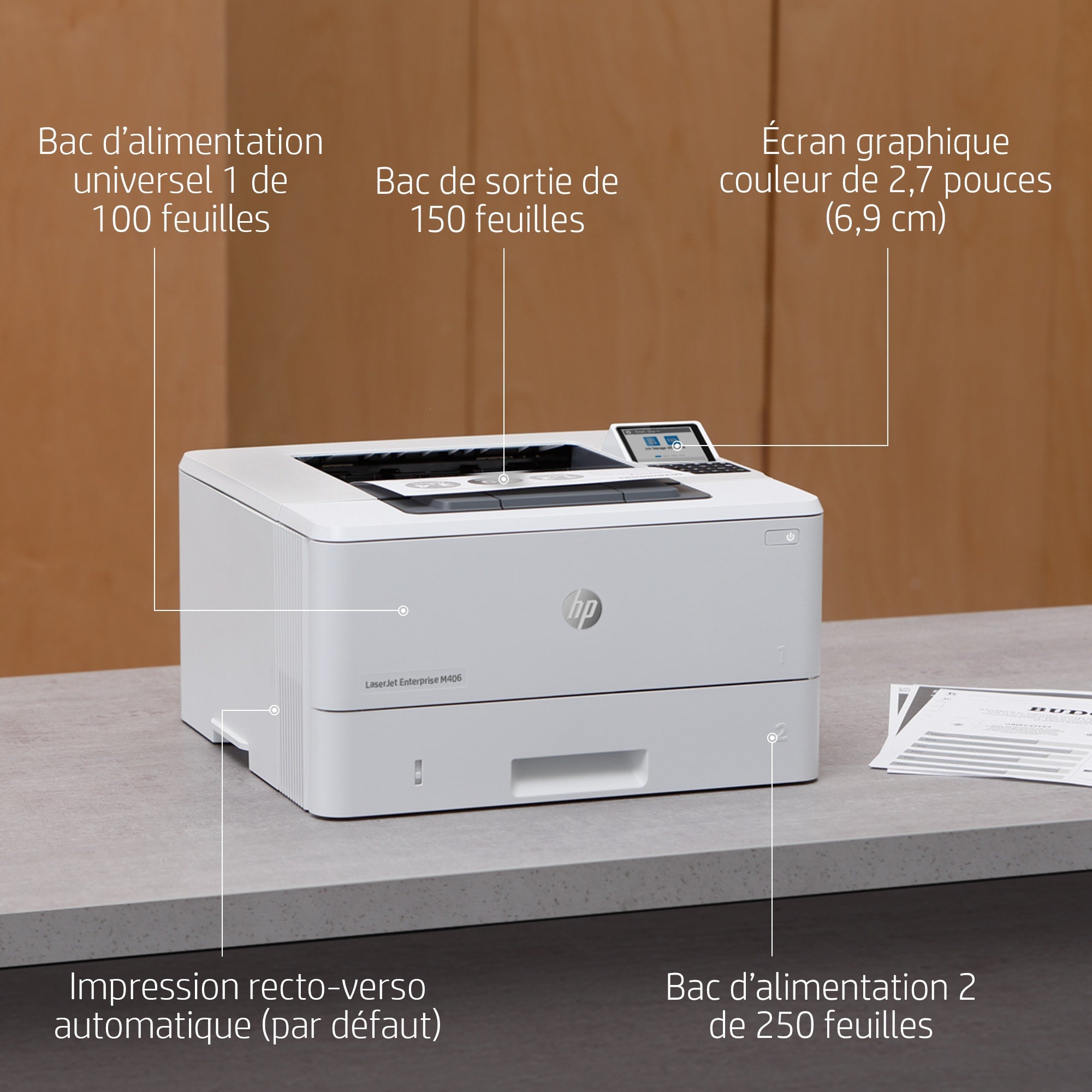 HP LaserJet Enterprise M406dn Printer Mono Duplex laser A4 1200x1200dpi 40ppm 350sheets USB LAN