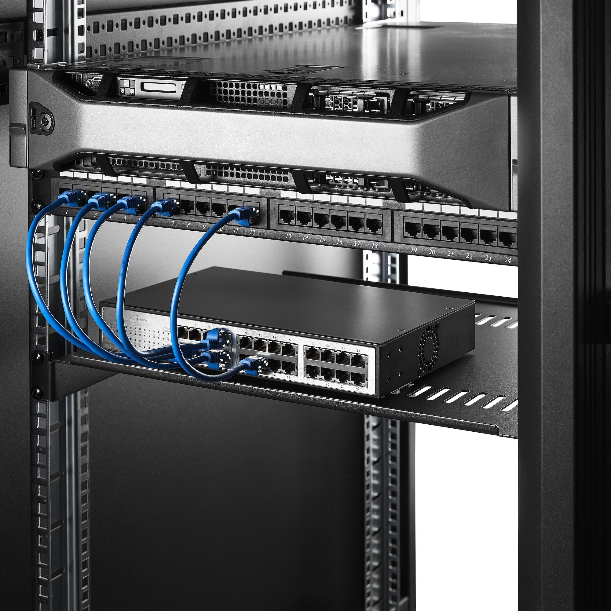 2-Pack 1U Server Rack Shelf Vented
