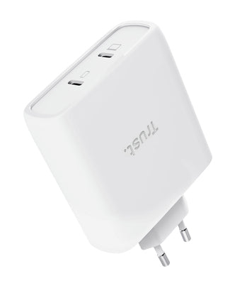 TRUST Alimentation universelle MAXO USB-C 100 watts GAN Apple PC 2 ports + câble - Blanche