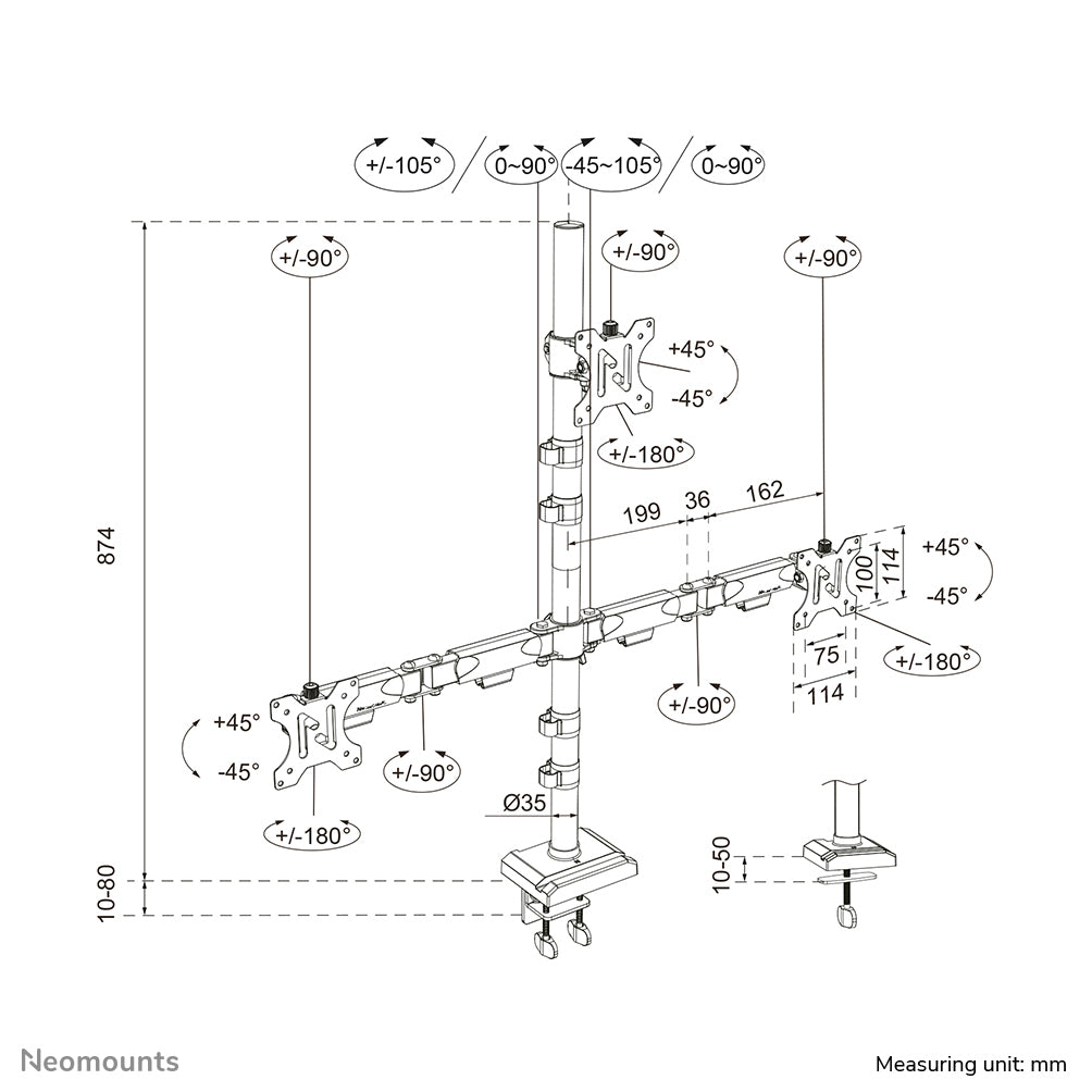 Neomounts DS60-600BL2-1 Triple monitor a