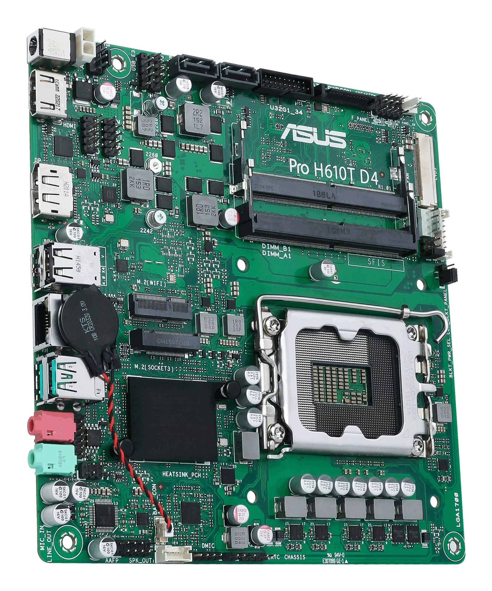 ASUS PRO H610T D4-CSM LGA1700 DDR4 1xHDMI 2.1 1xDP 1xPCIe 2xM.2 2xSATA 4xUSB Thin Mini ITX MB