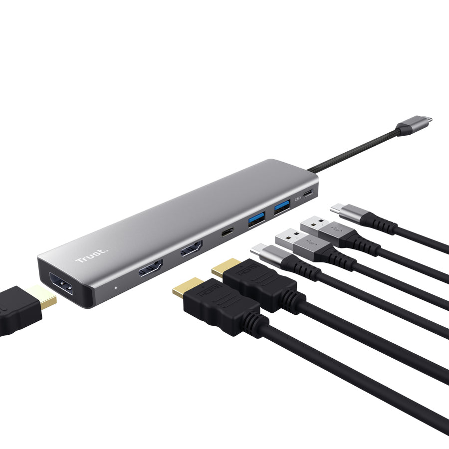 TRUST Adaptateur DALYX USB-C 7 en 1 1 USB-C 2 USB 2 HDMI 1 DisplayPort 1 Ethernet