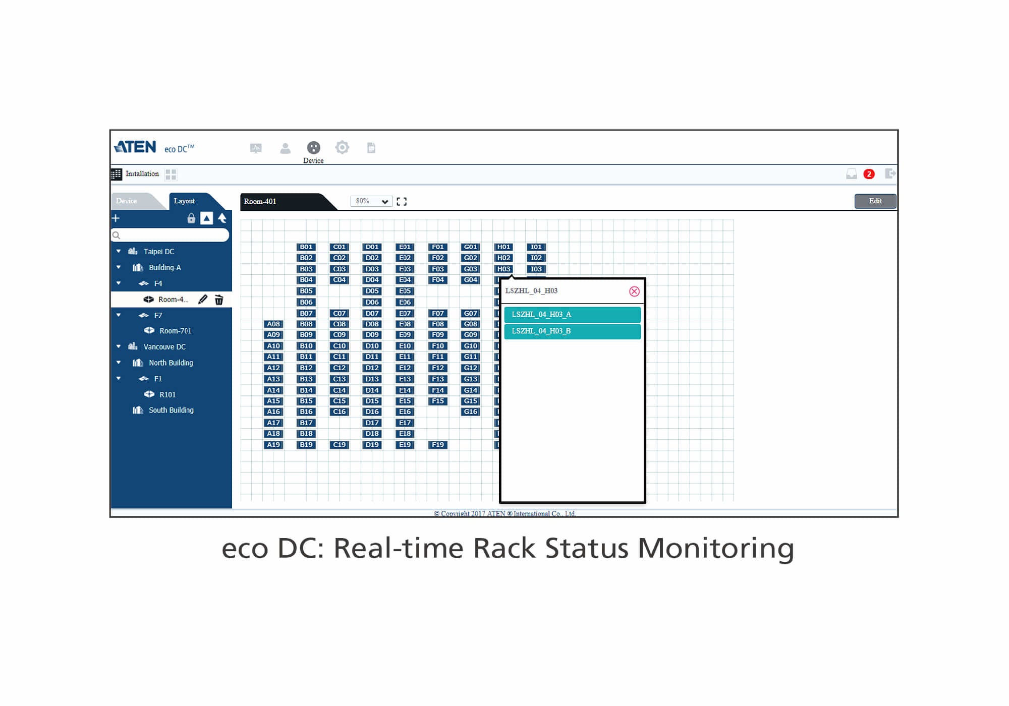 ATEN  eco DC Interface utilisateur graphique Web de gestion énergie et DCIM