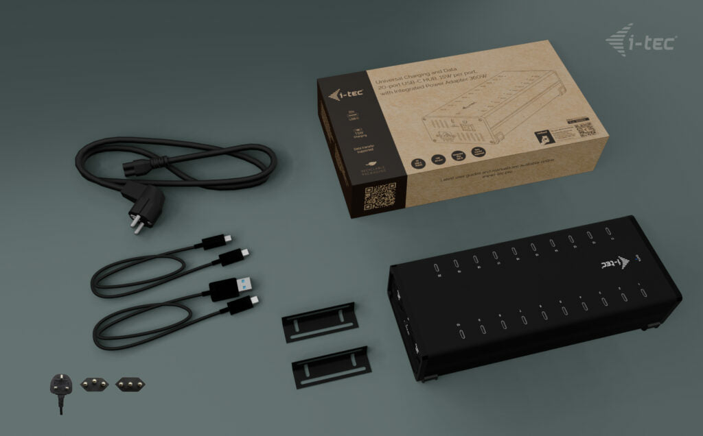 I-TEC USB-C/USB-A Metal Charging+Data HUB 15W per port 20x USB-C integrated power adapter 360W