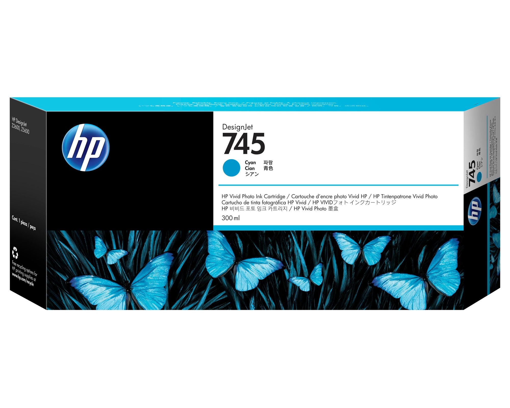 HP 745 original Ink cartridge F9K03A Cyan 300 ml