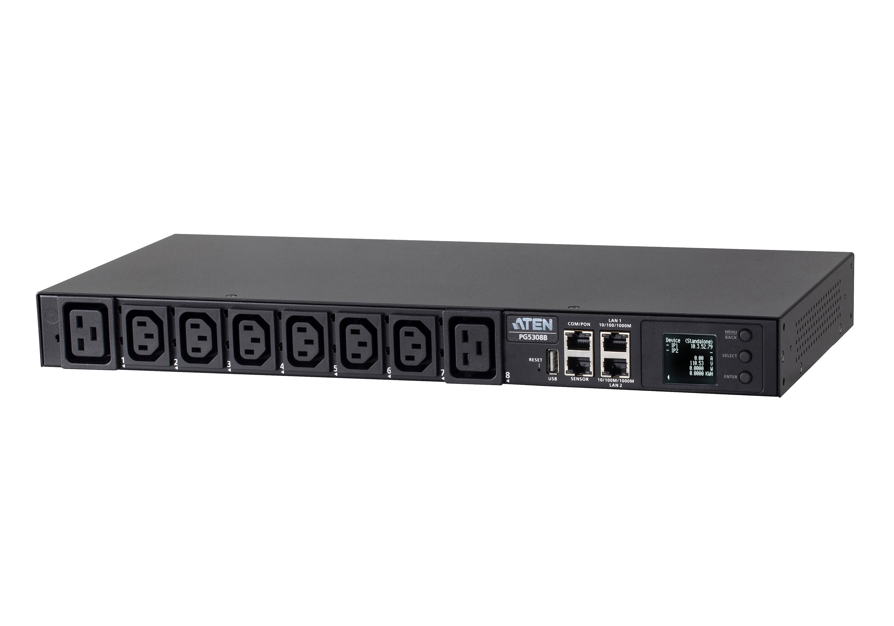 ATEN PG5308G ECO PDU MULTIPRISE IP 6xC13+2xC19 mesuré