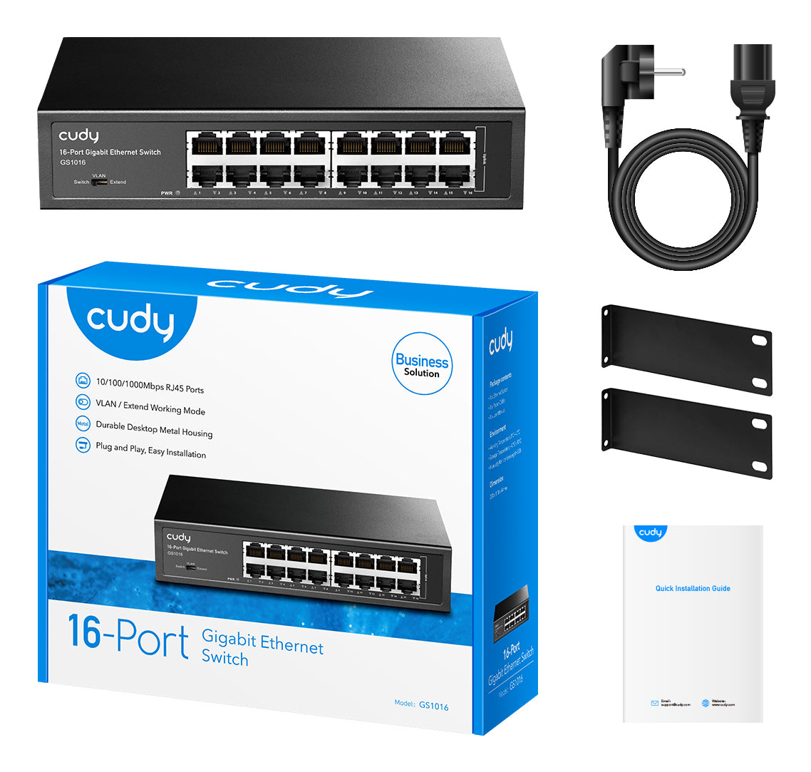 Cudy GS1016 commutateur réseau Non-géré Gigabit Ethernet (10/100/1000) Noir