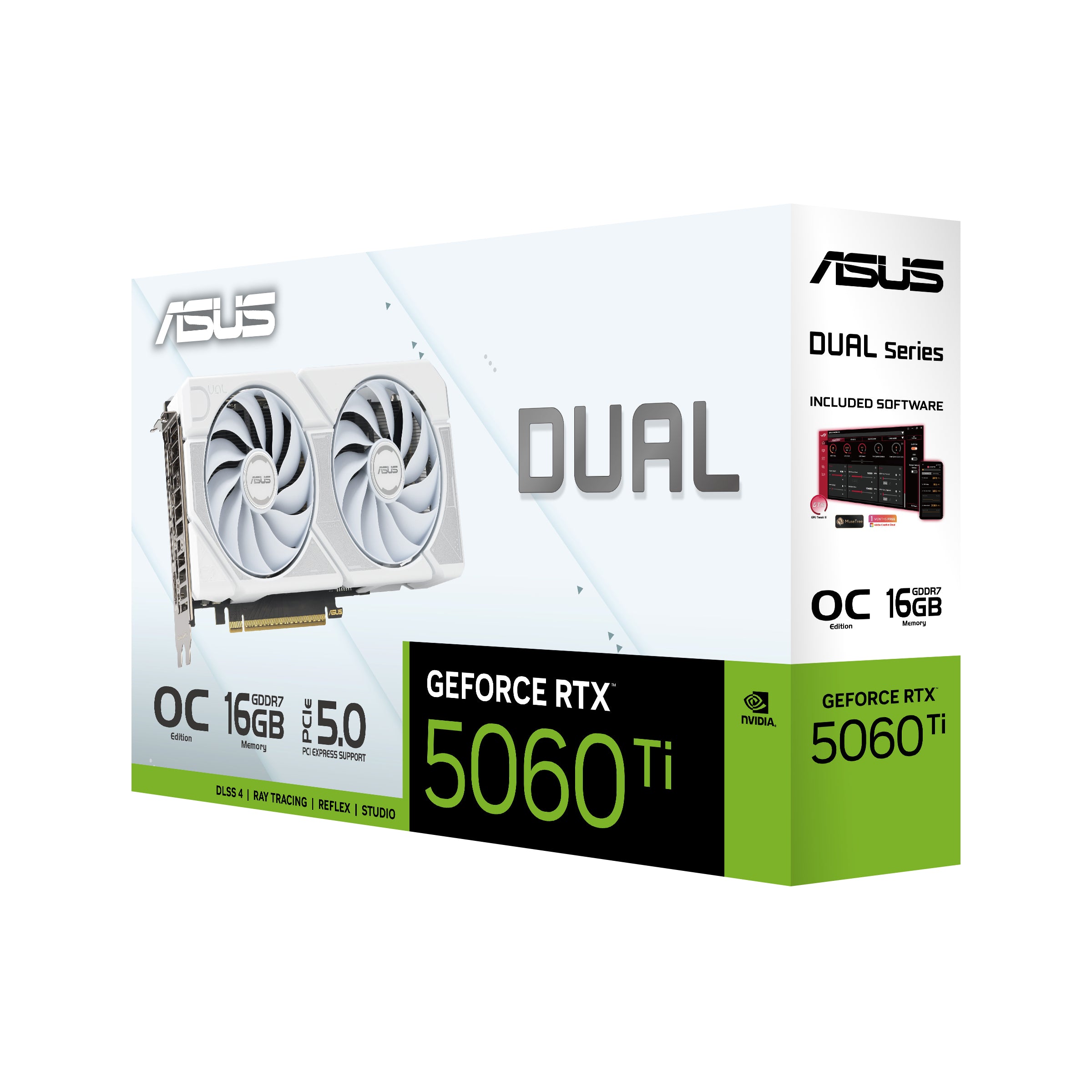 ASUS Dual GeForce RTX 5060 Ti 16Go GDDR7 White OC Edition PCIe 5.0 DLSS 4 HDMI 2.1b DisplayPort 2.1b