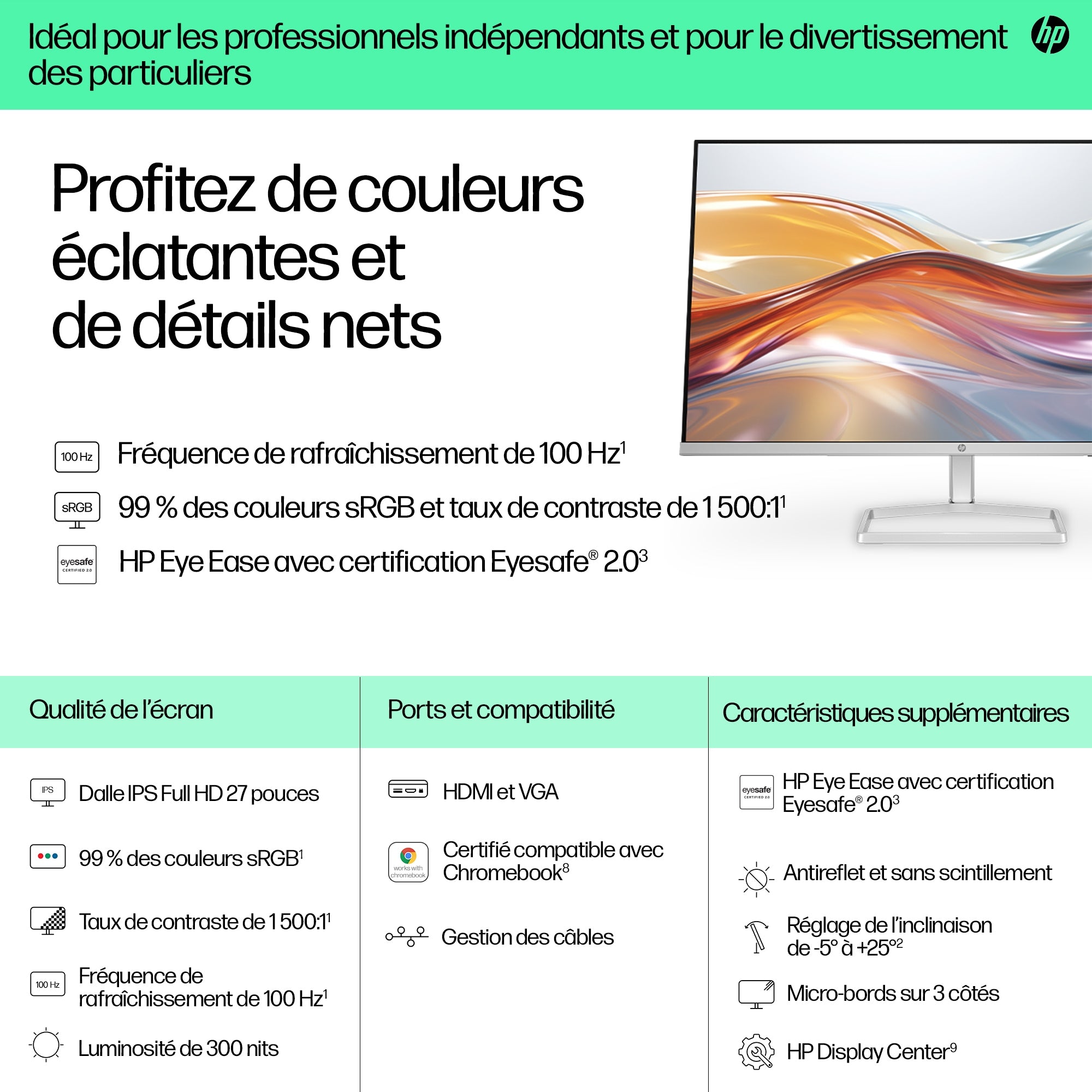 "HP Series 5 27 inch FHD Monitor - 527sf écran plat de PC 68,6 cm (27"") 1920 x 1080 pixels LCD Blanc"