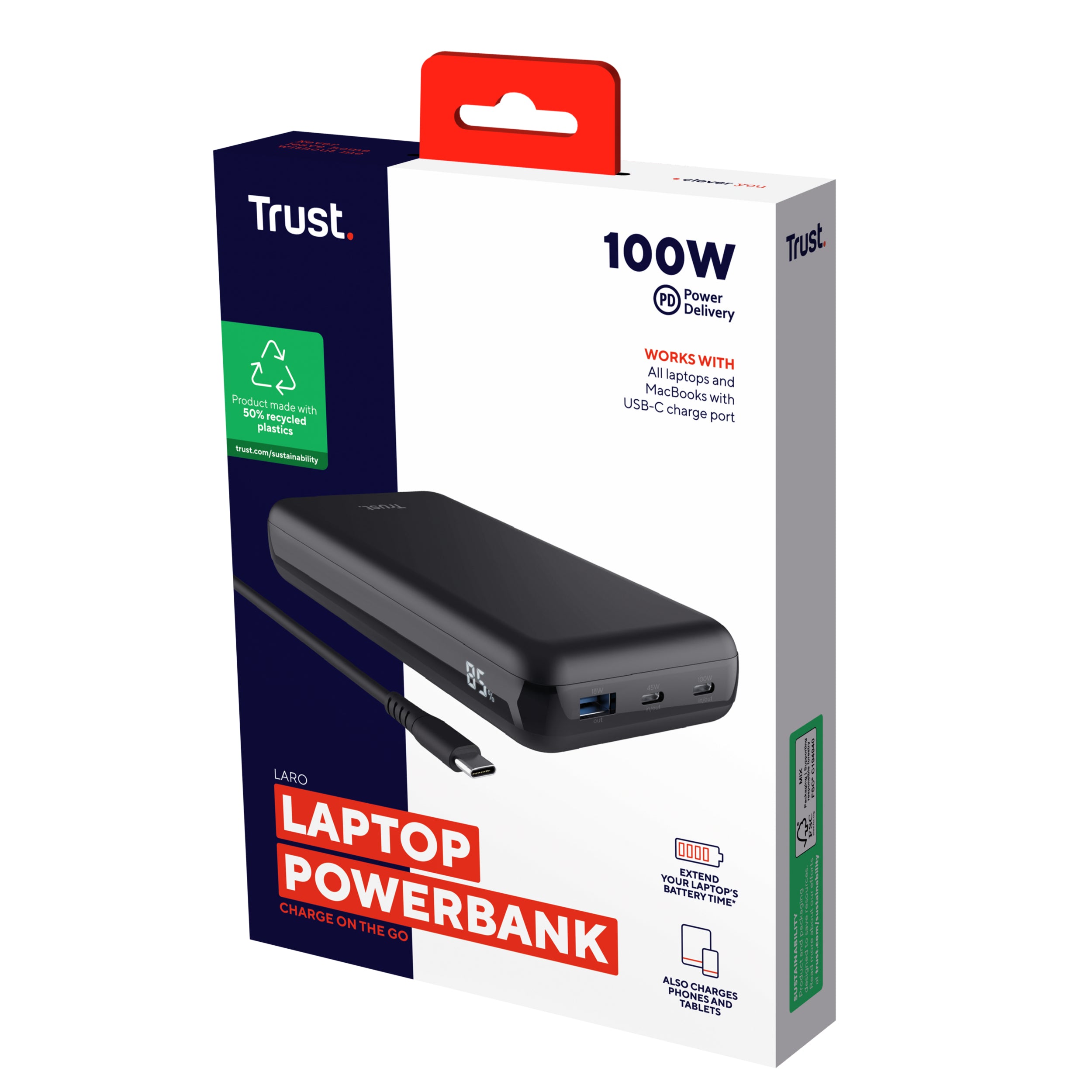 TRUST Powerbank LARO 100W USB-C pour ordinateur portable