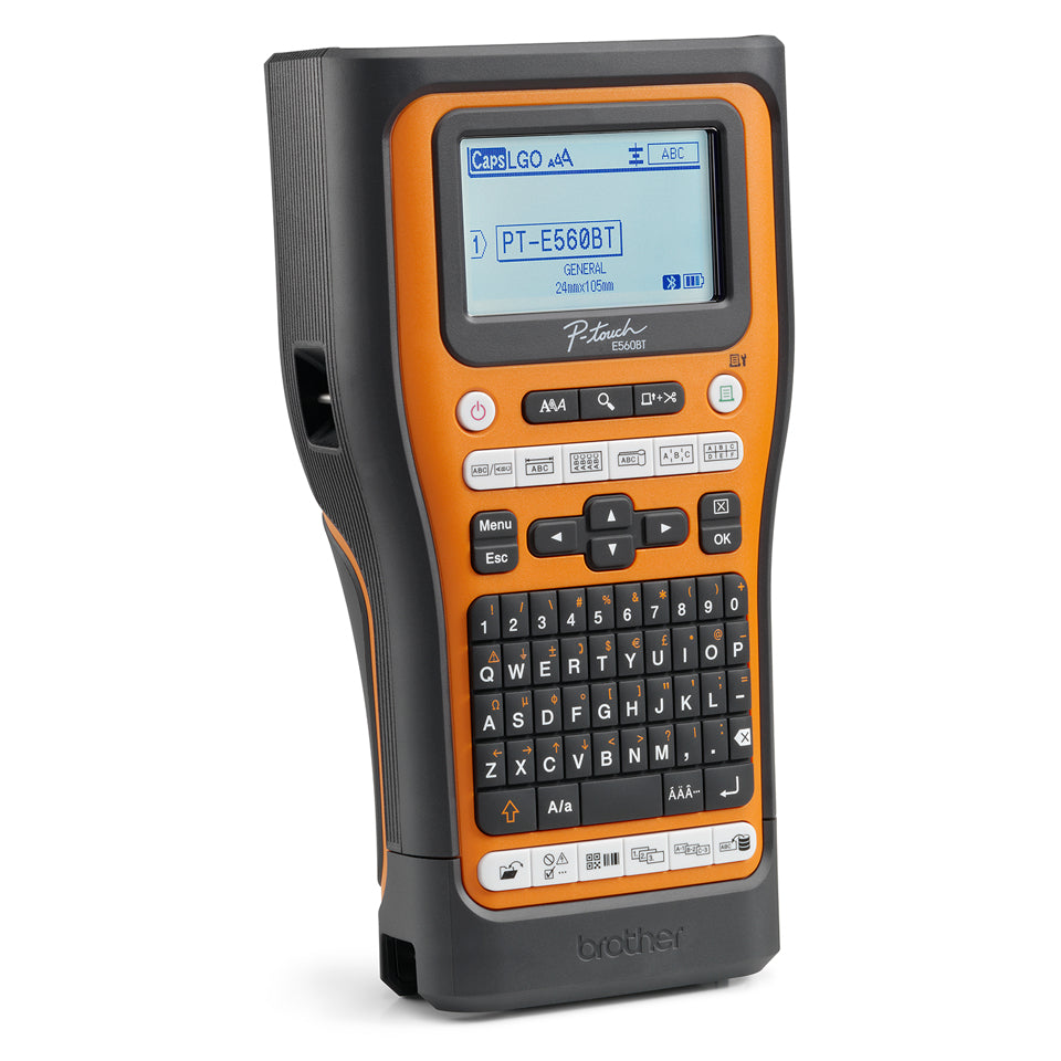 Brother PT-E560BTVP imprimante pour étiquettes Transfert thermique 180 x 180 DPI 20 mm/sec Avec fil &sans fil HSE/TZe Bluetooth QWERTZ