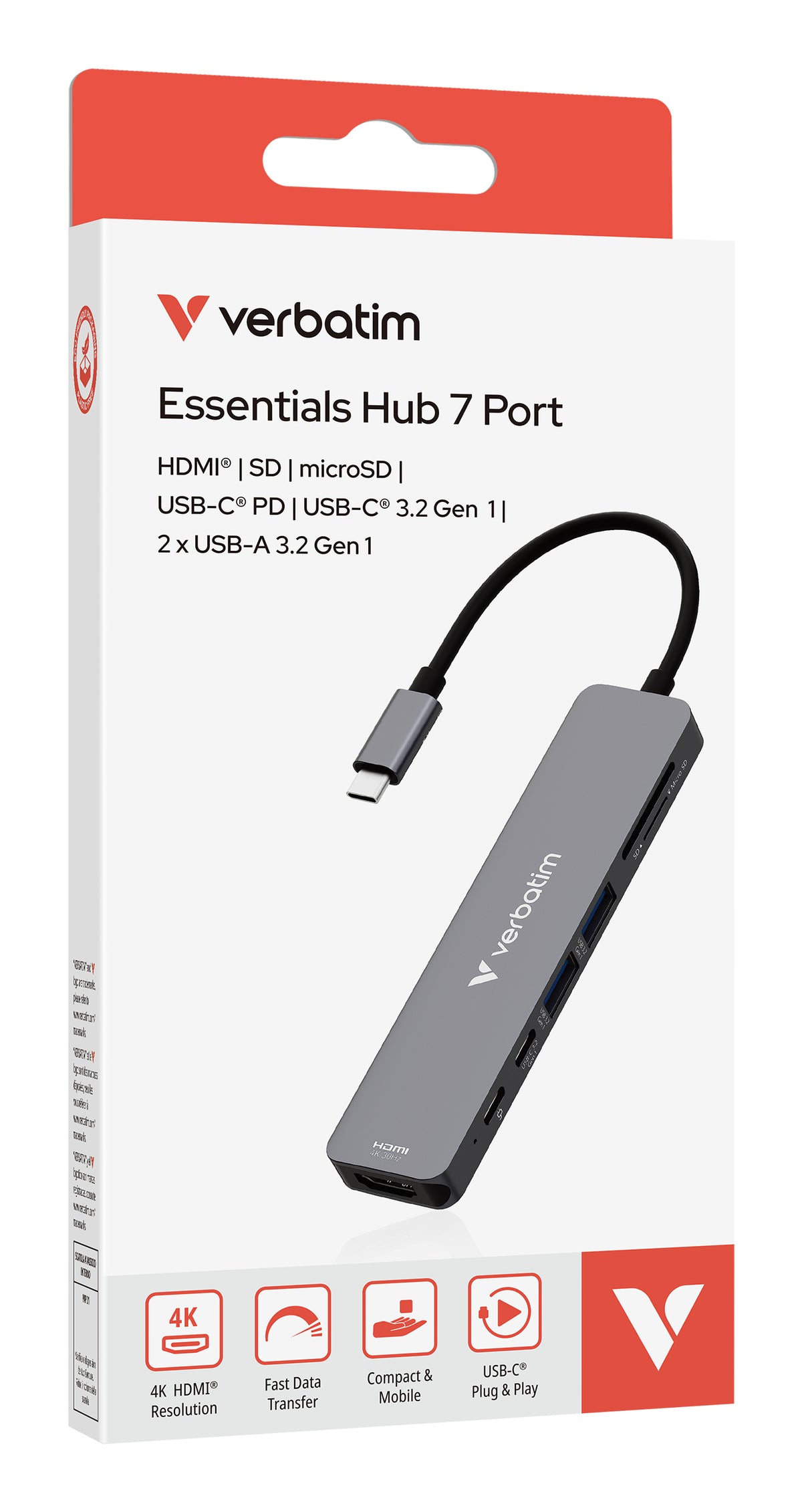 VERBATIM USB-C ESSENTIALS  MULTIPORT HUB 7 PORT WCF (P)