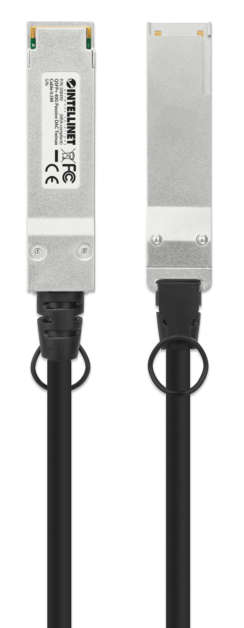 Intellinet 508490 câble InfiniBand et a fibres optiques 0,5 m QSFP+ Noir, Argent