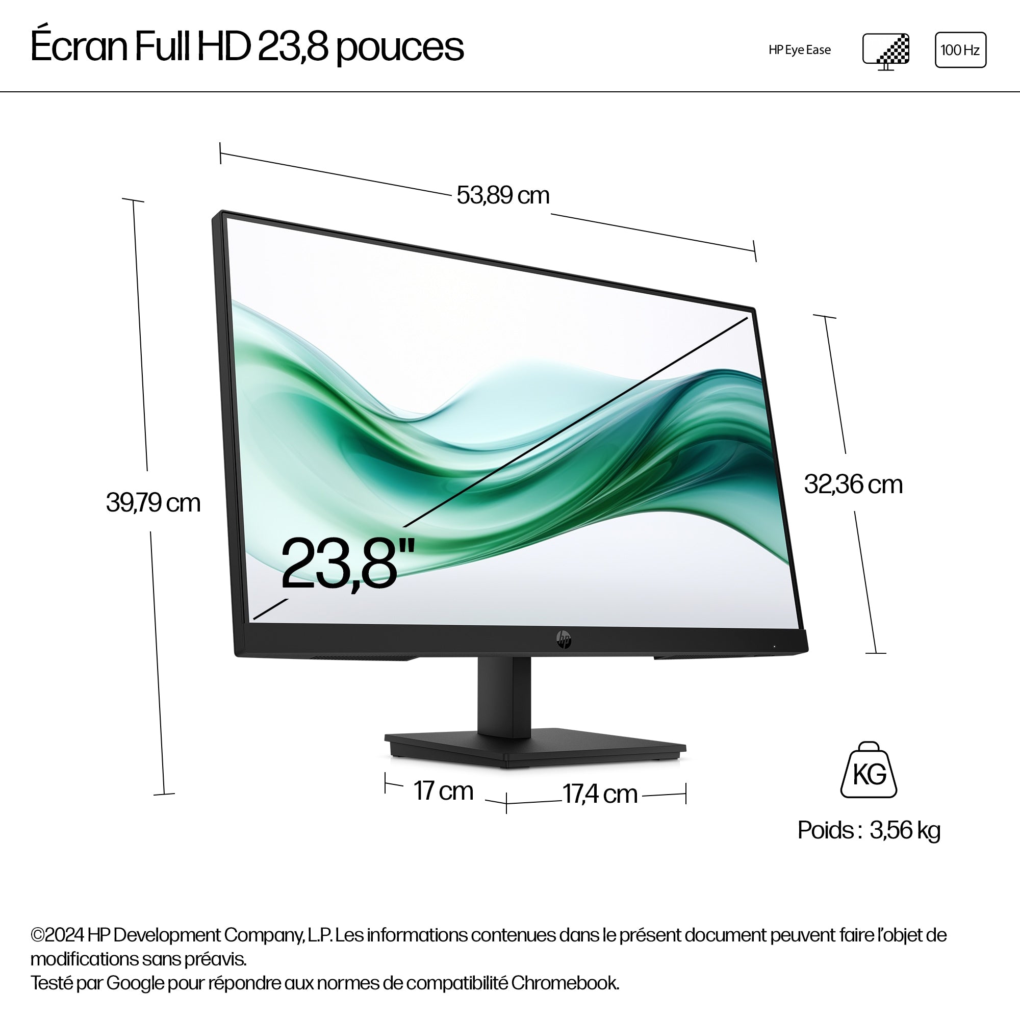 HP Écran Series 3 Pro 324pvs 23.8p FHD 1920x1080 HDMI VGA 3/3/0