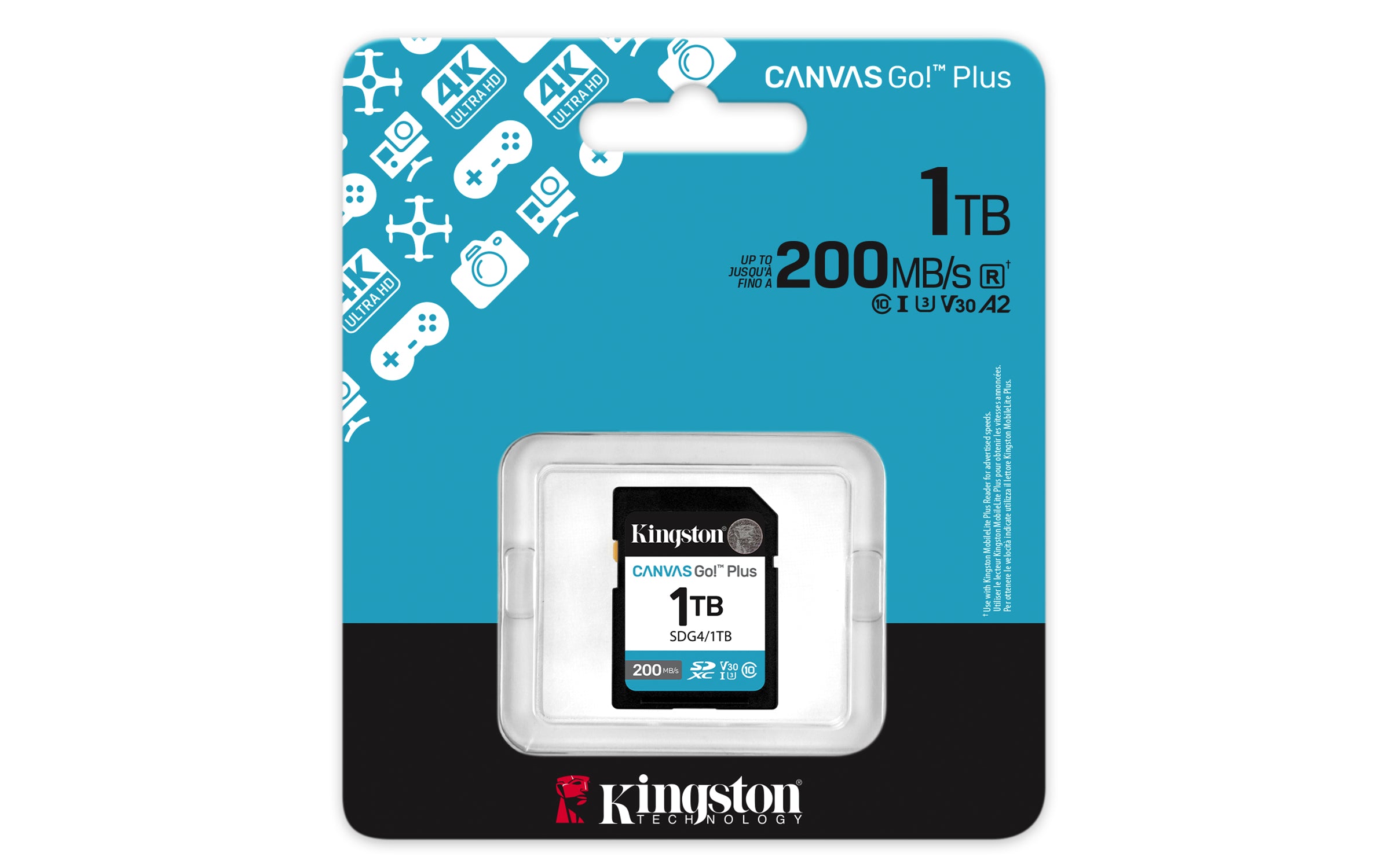 KINGSTON 1To SDXC Canvas Go Plus Gen4 200Mo/s C10 UHS-I U3 V30